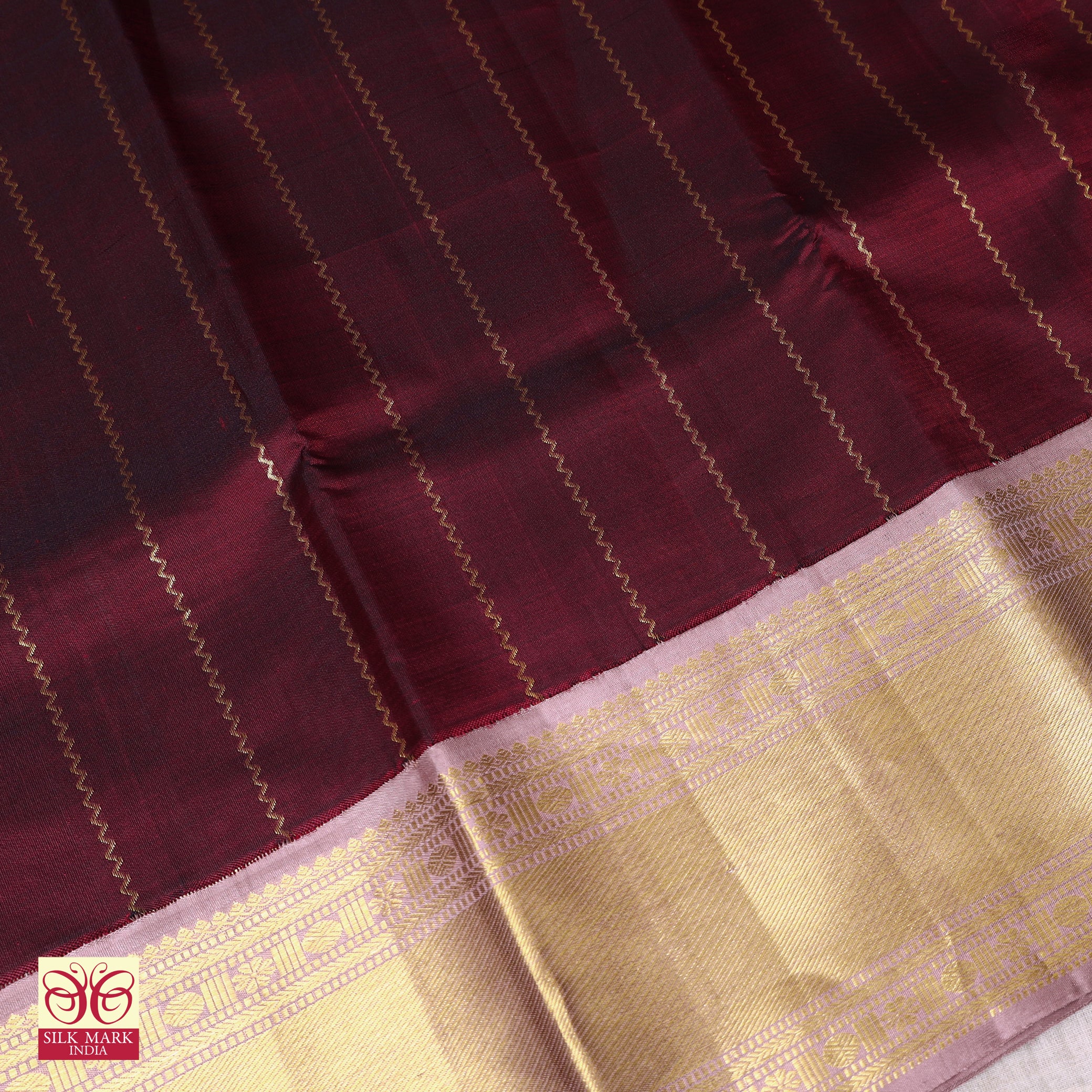 Maroon Gold Silk Saree