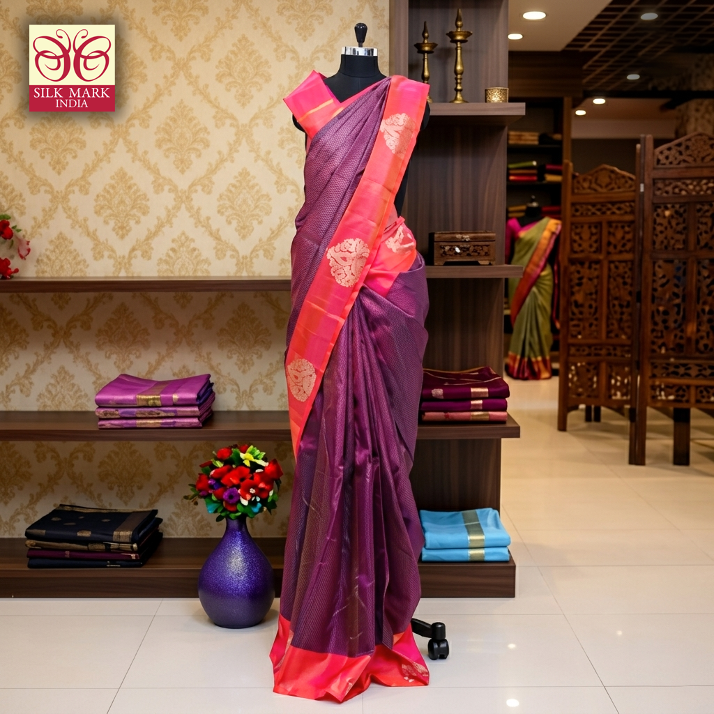 Violet Coral Bridal Saree