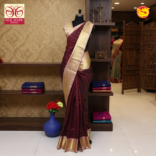 Maroon Gold Silk Saree