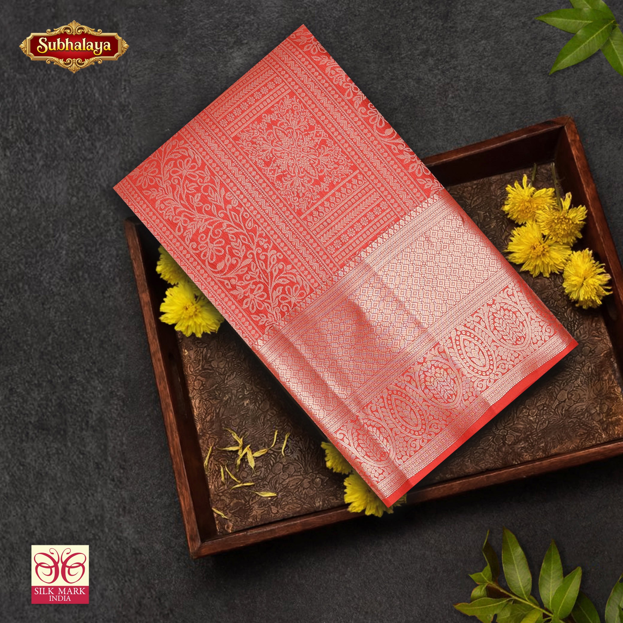 Red With Gold Zari border Subhalaya Wedding Silk Saree