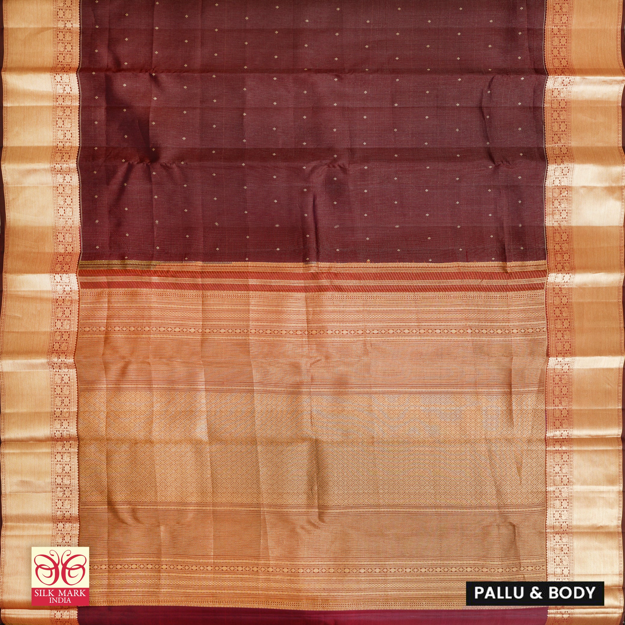 Maroon With Gold Zari border Subalaya Wedding Silk Saree