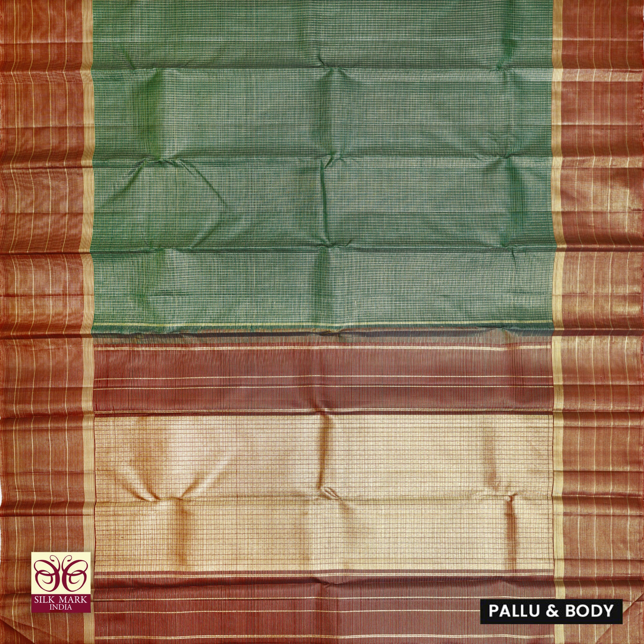 Bottle Green With Brown Gold Zeri  Arani Wedding silk Saree