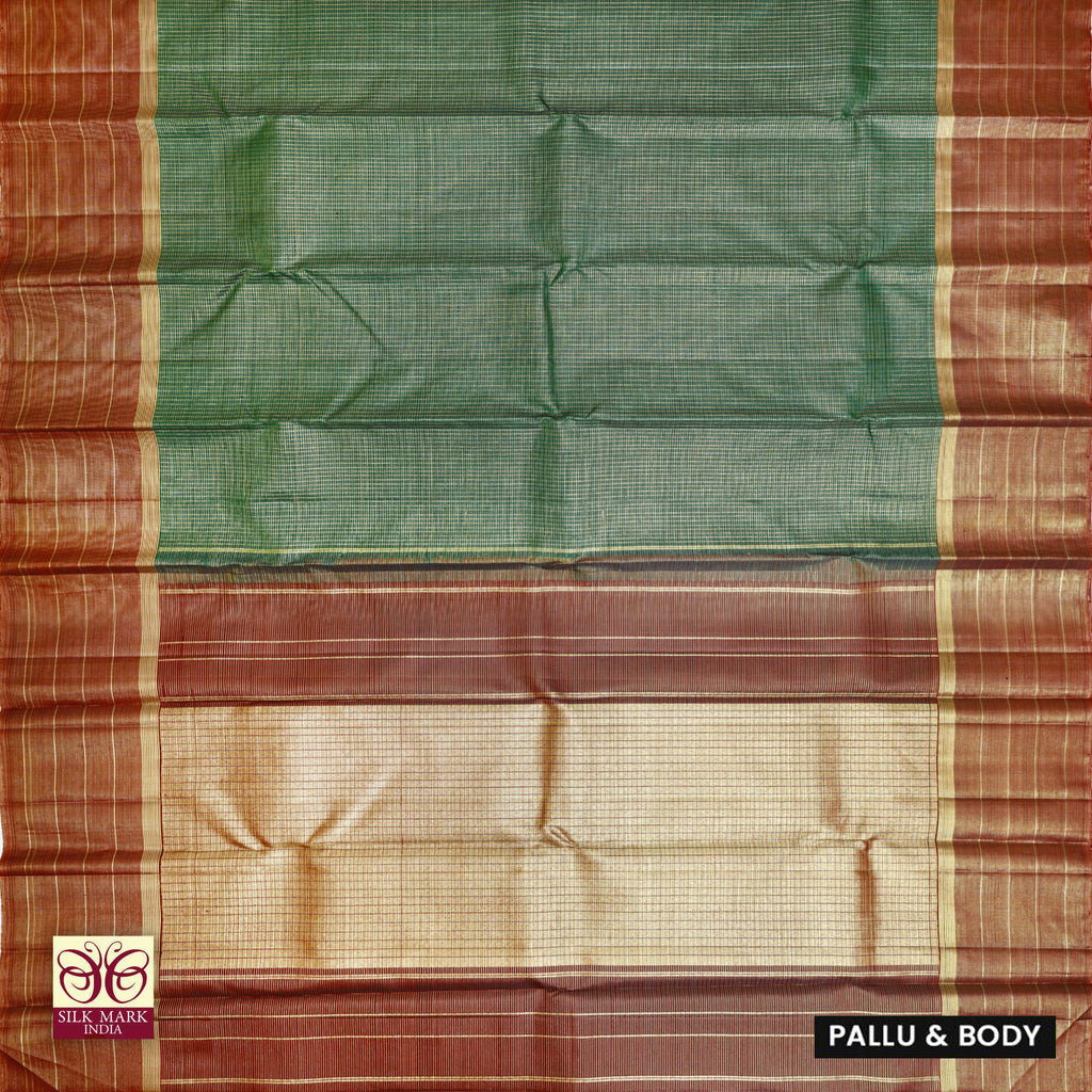 Bottle Green With Brown Gold Zeri  Arani Wedding silk Saree