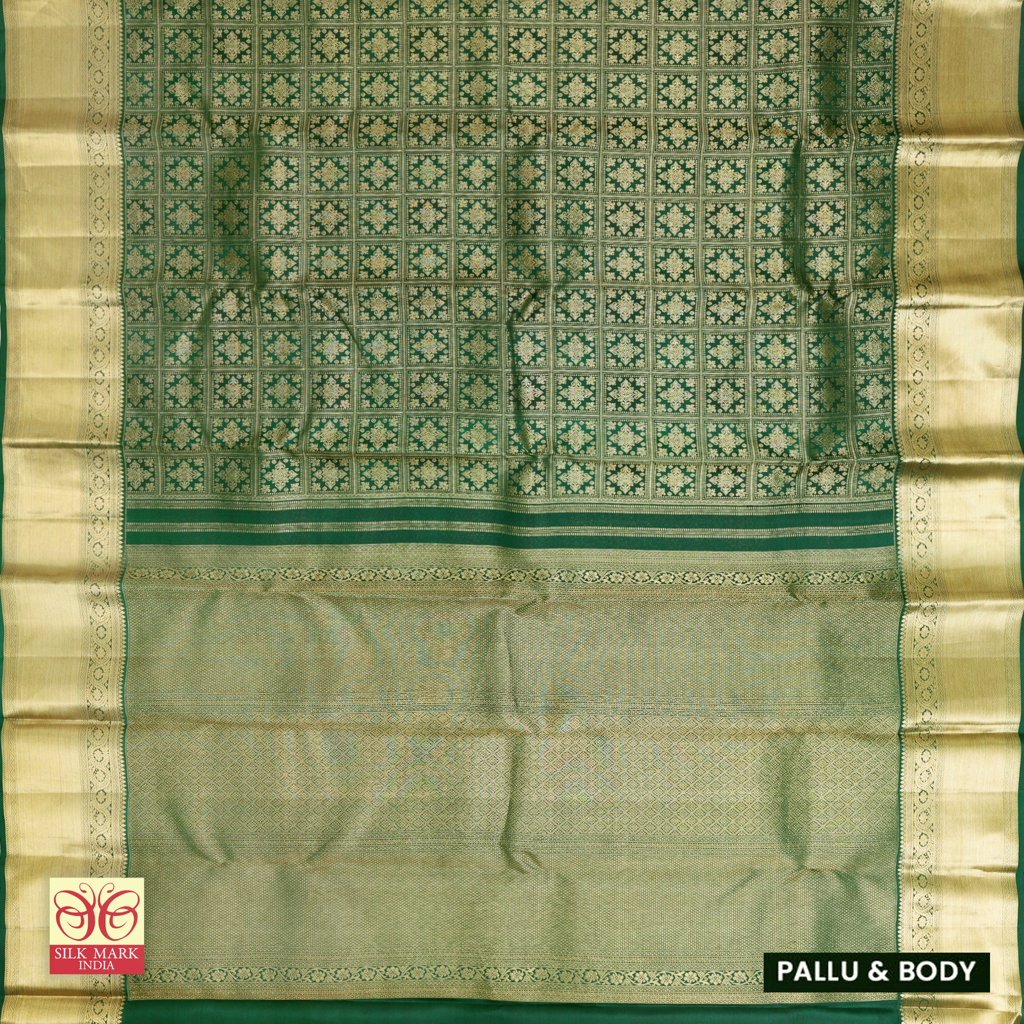 Bottle Green With  Gold Zeri Subalaya Wedding Silk Saree