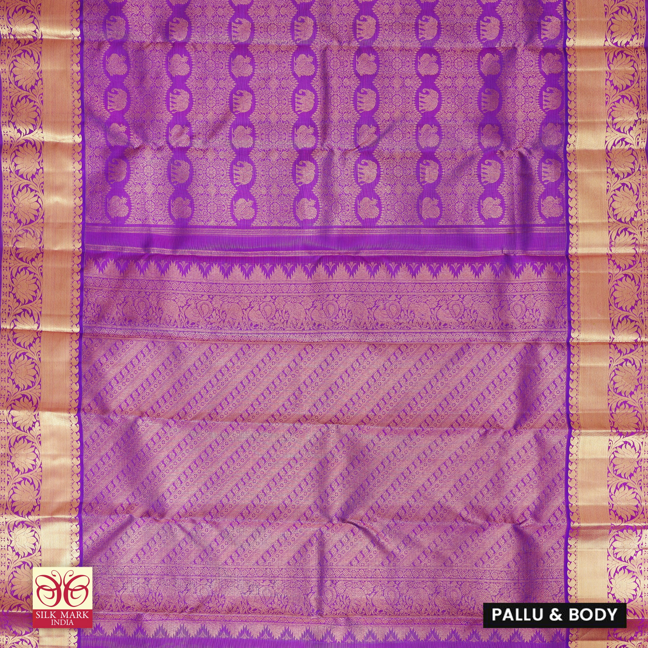 Violet With Gold Zari border Subalaya Wedding Silk Saree