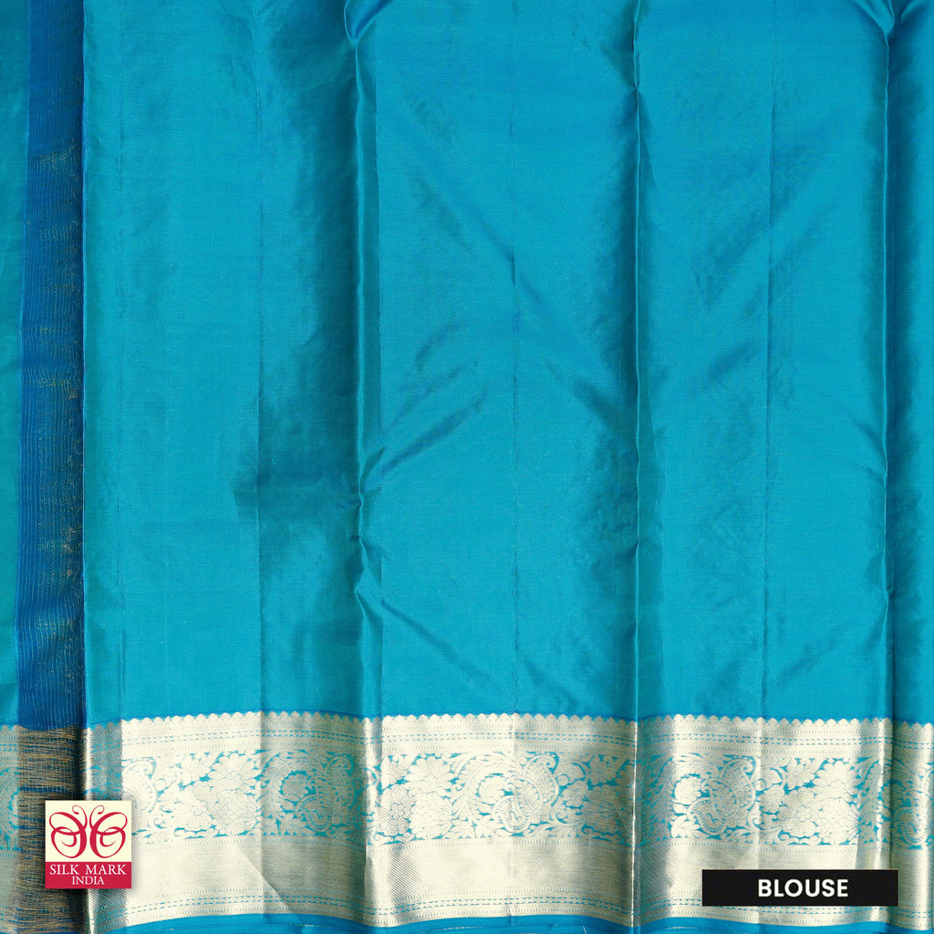Lime Green With Blue Gold Zeri Subalaya Wedding Silk Saree