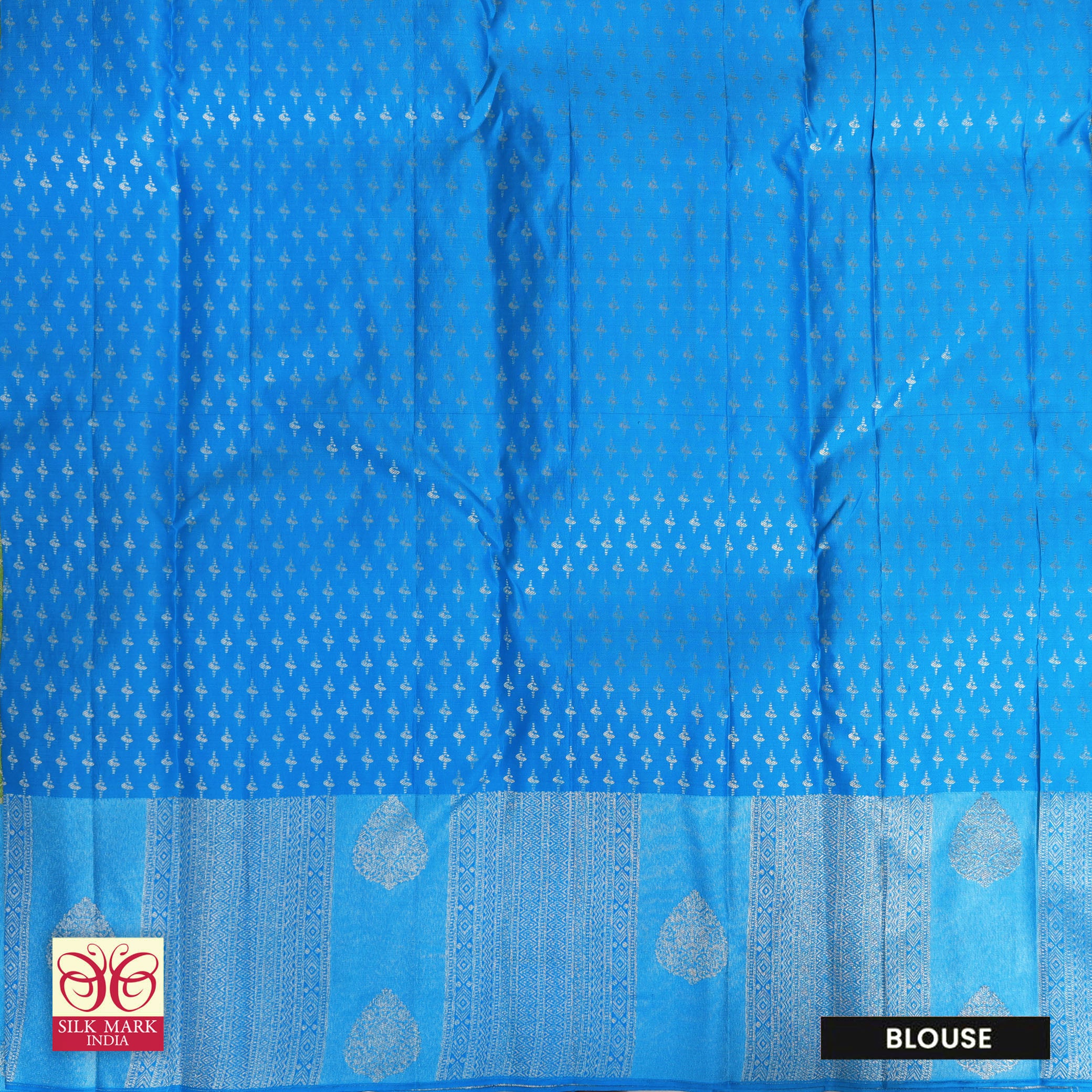Parrot Green With Sky Blue Silver Zeri border Subalaya Wedding Silk Saree