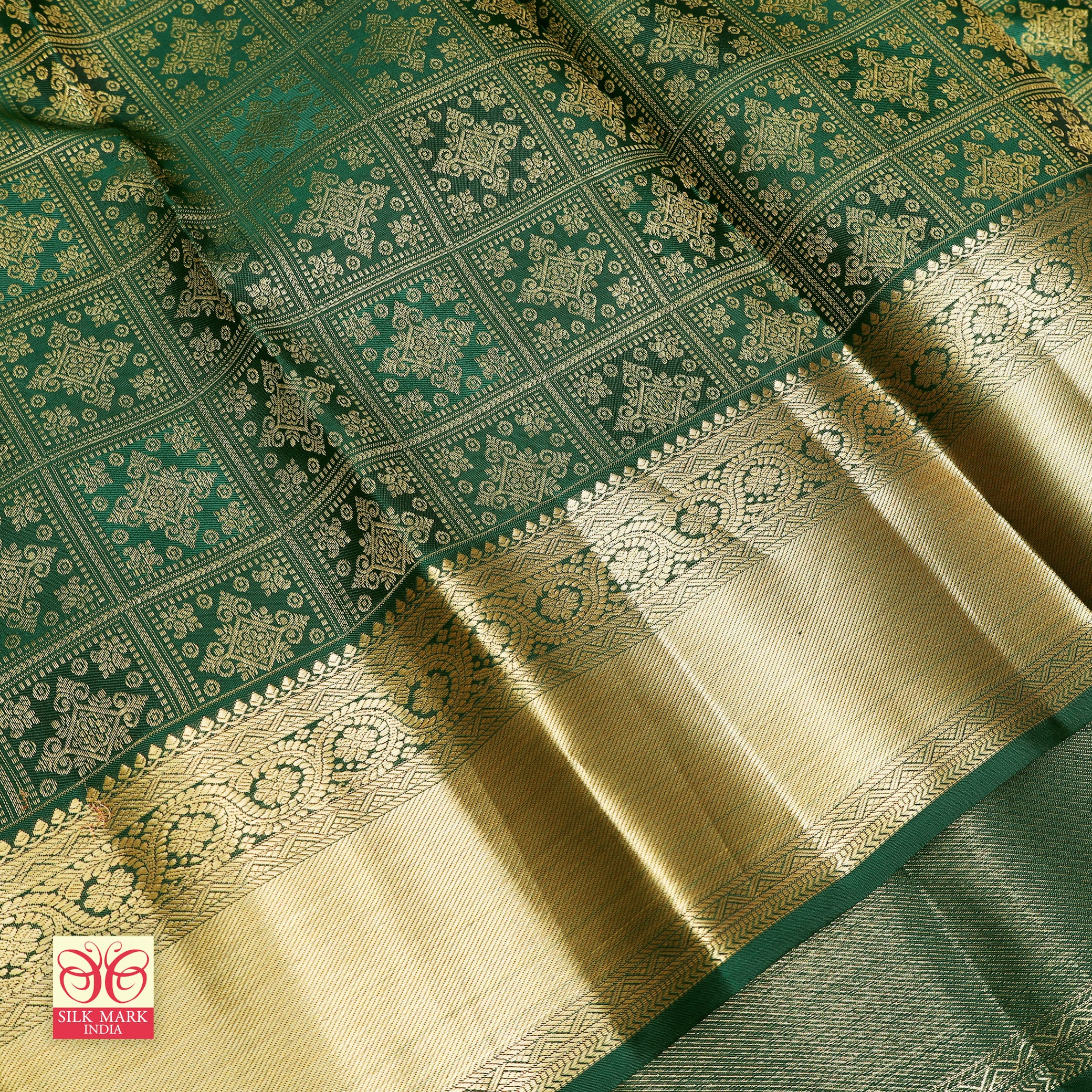 Bottle Green With  Gold Zeri Subalaya Wedding Silk Saree