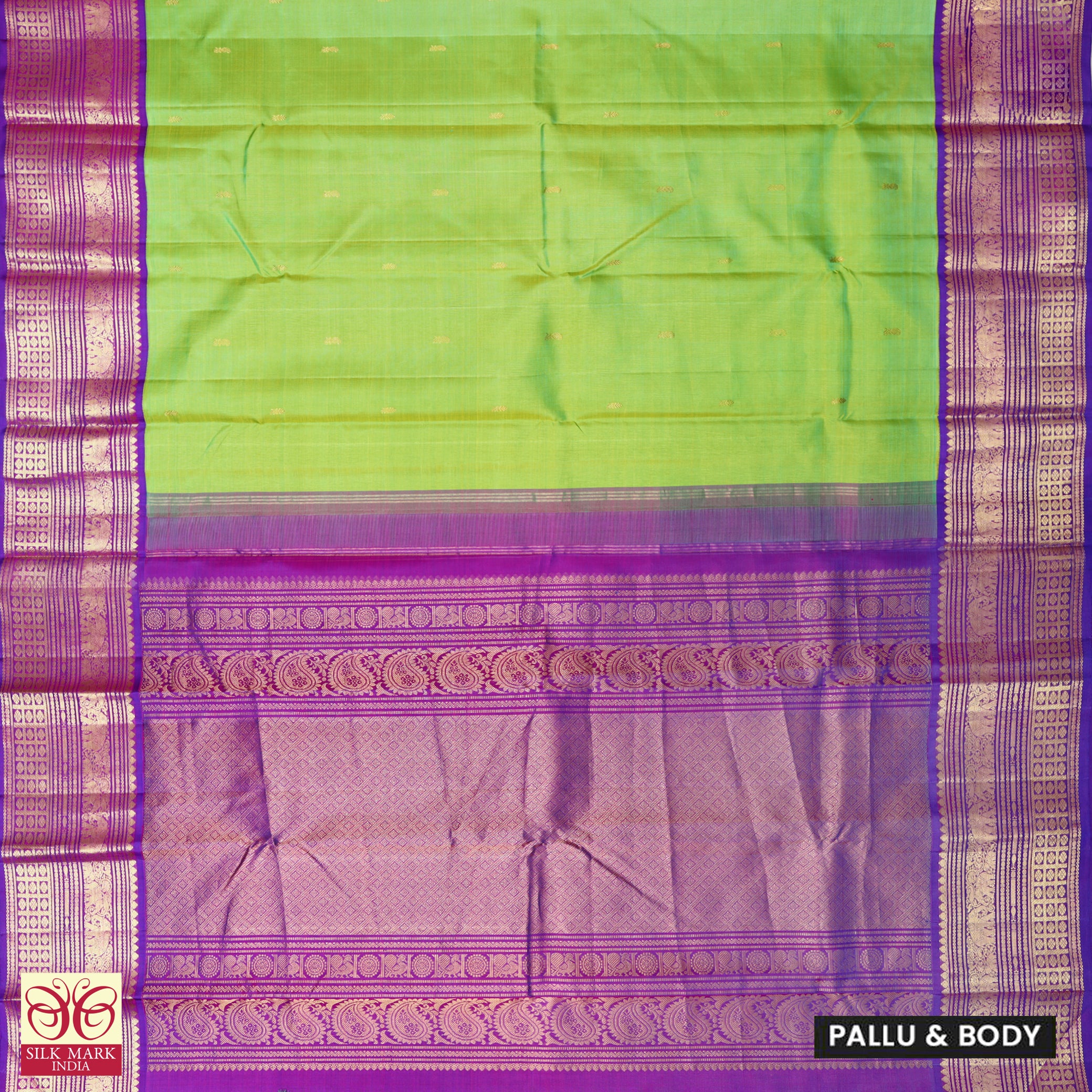 Parrot Green Zari Saree