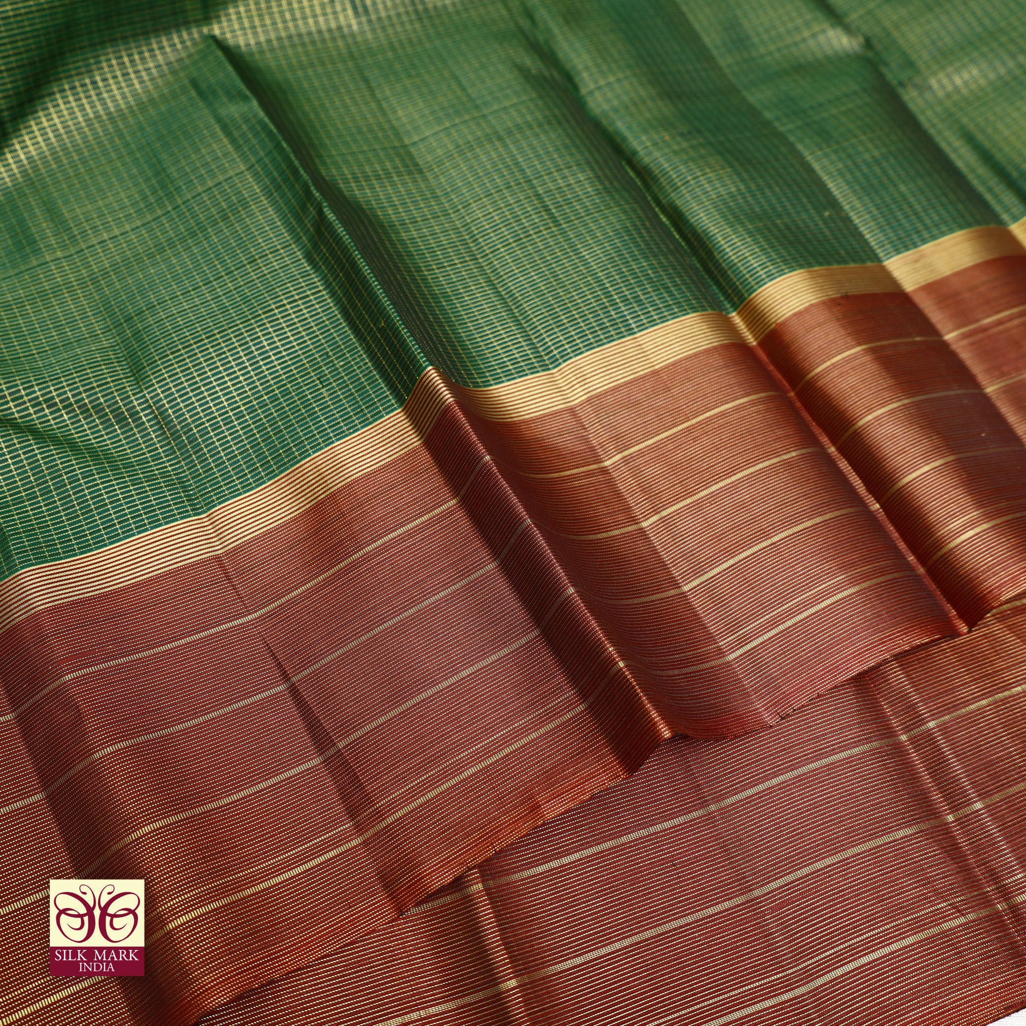 Bottle Green With Brown Gold Zeri  Arani Wedding silk Saree