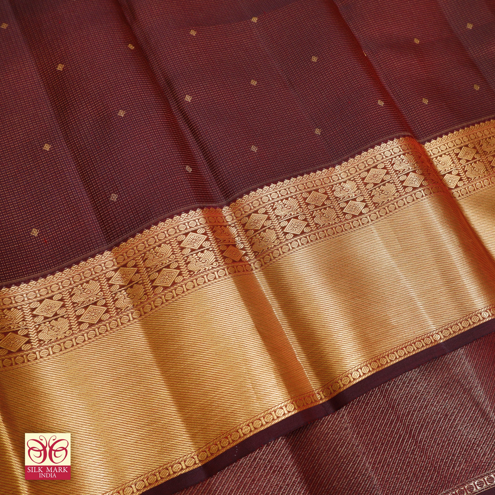 Maroon With Gold Zari border Subalaya Wedding Silk Saree