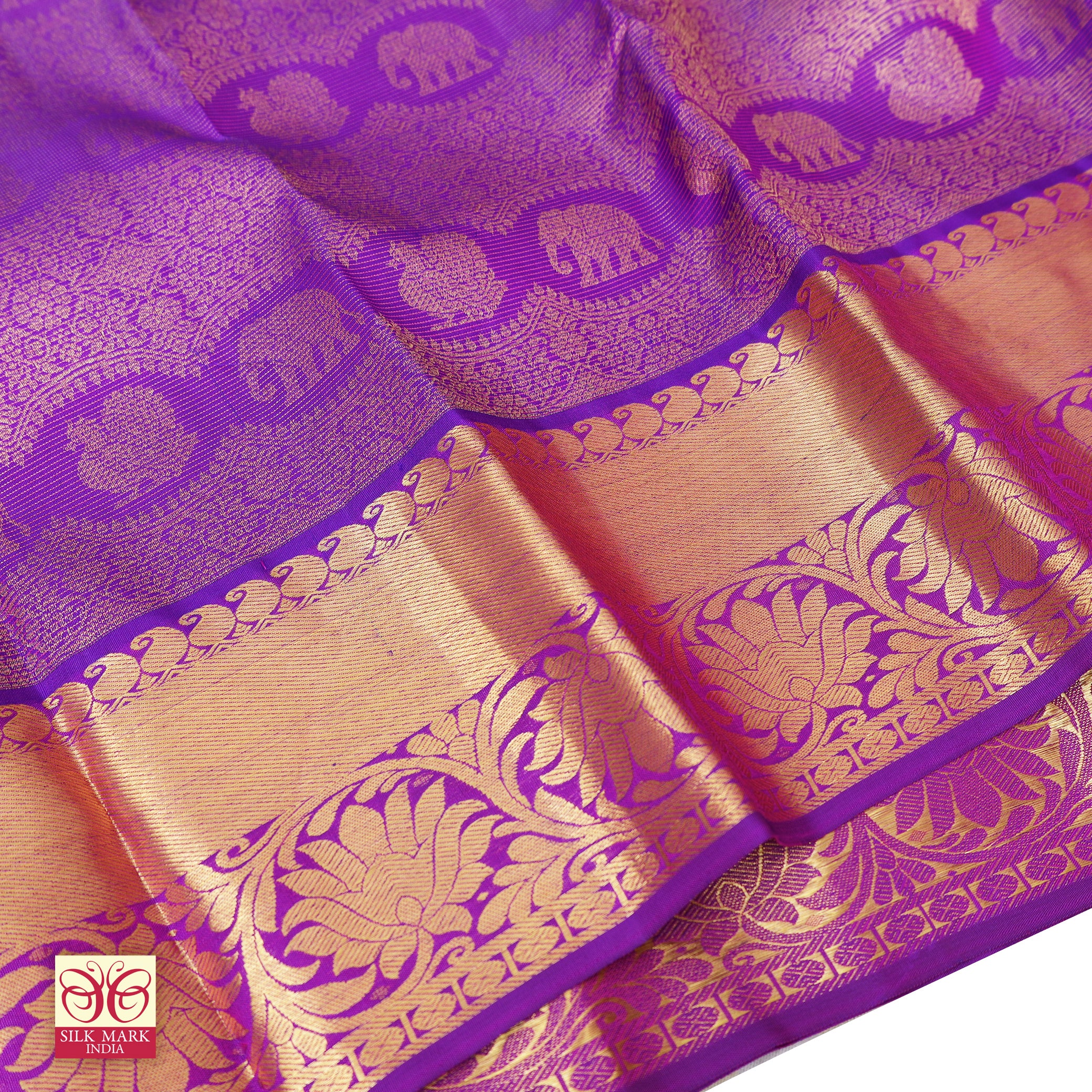 Violet With Gold Zari border Subalaya Wedding Silk Saree