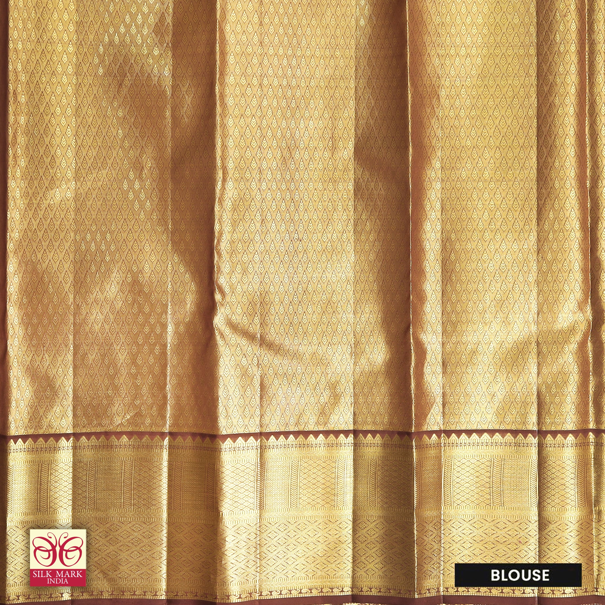 Golden Maroon With Gold Zari Tissue Wedding Silk Saree