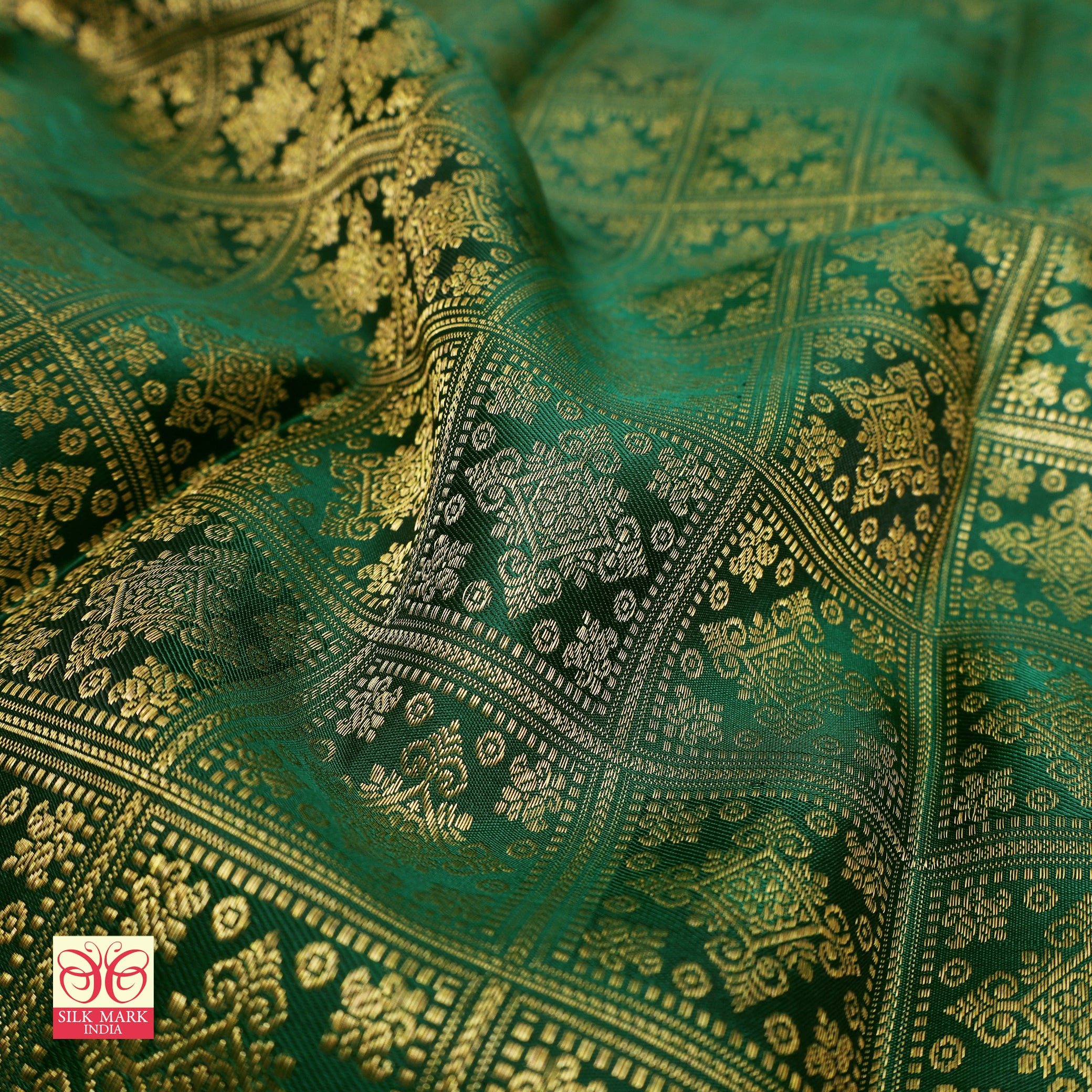 Bottle Green With  Gold Zeri Subalaya Wedding Silk Saree