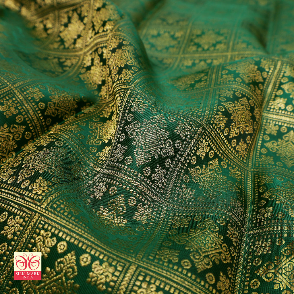 Bottle Green With  Gold Zeri Subalaya Wedding Silk Saree