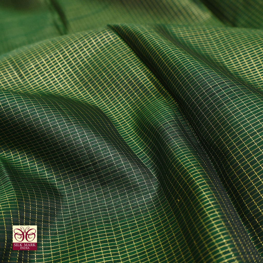 Bottle Green With Brown Gold Zeri  Arani Wedding silk Saree