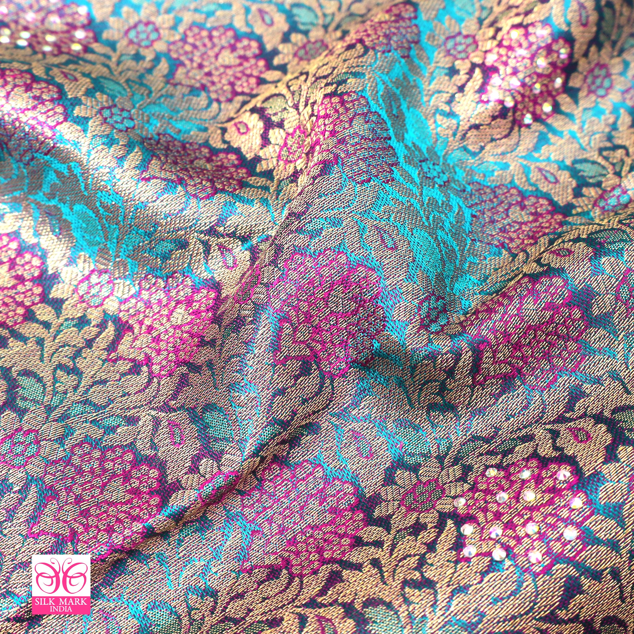 Sky Blue With Rani Pink Gold Zari Border Subalaya Wedding Silk Saree