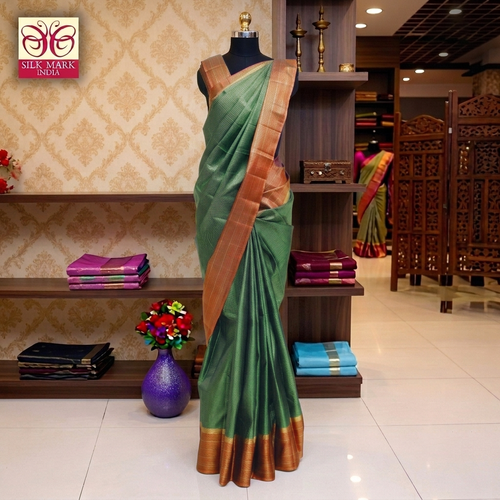 Bottle Green With Brown Gold Zeri  Arani Wedding silk Saree