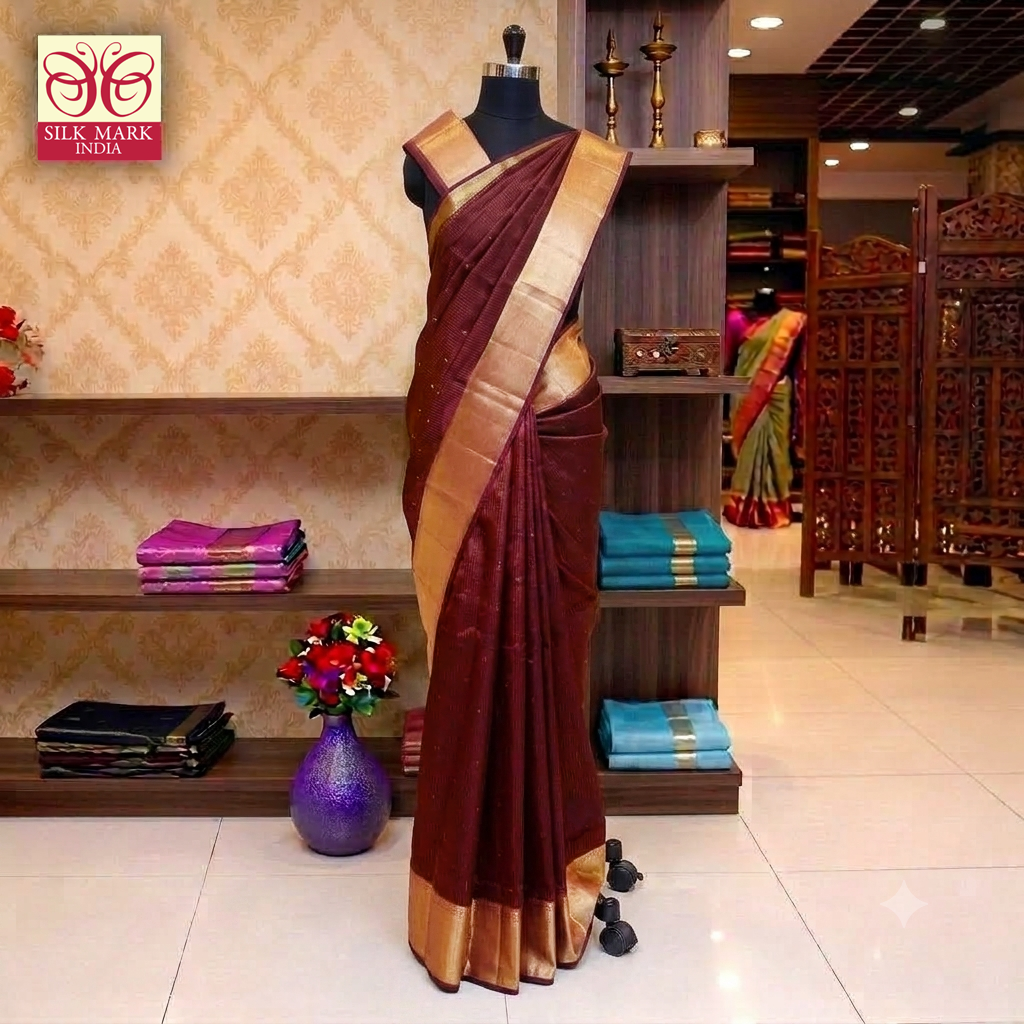 Maroon With Gold Zari border Subalaya Wedding Silk Saree
