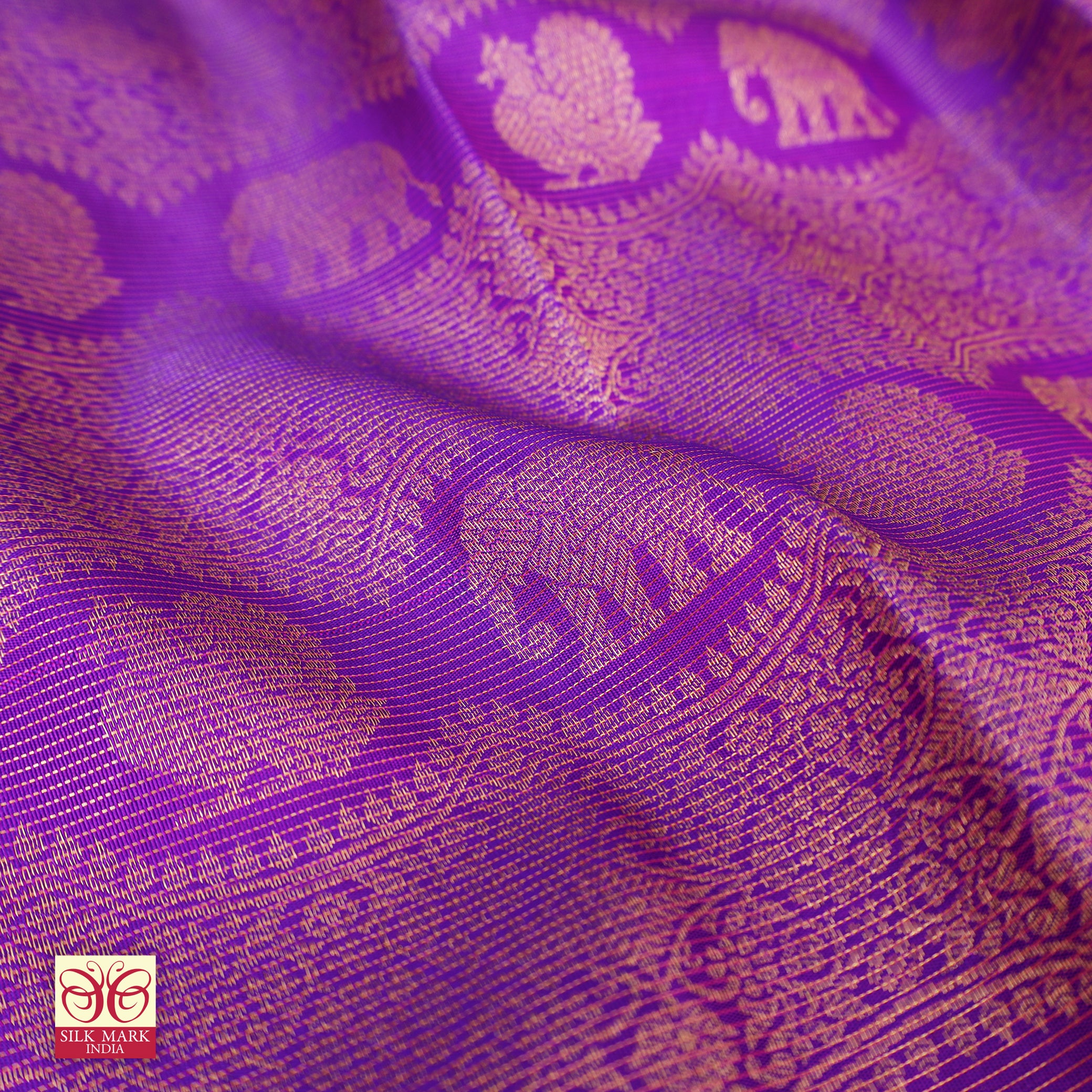 Violet With Gold Zari border Subalaya Wedding Silk Saree