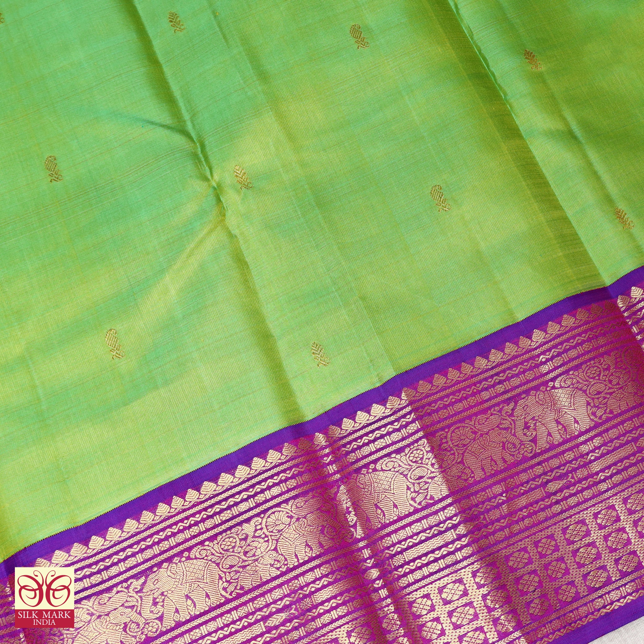 Parrot Green Zari Saree