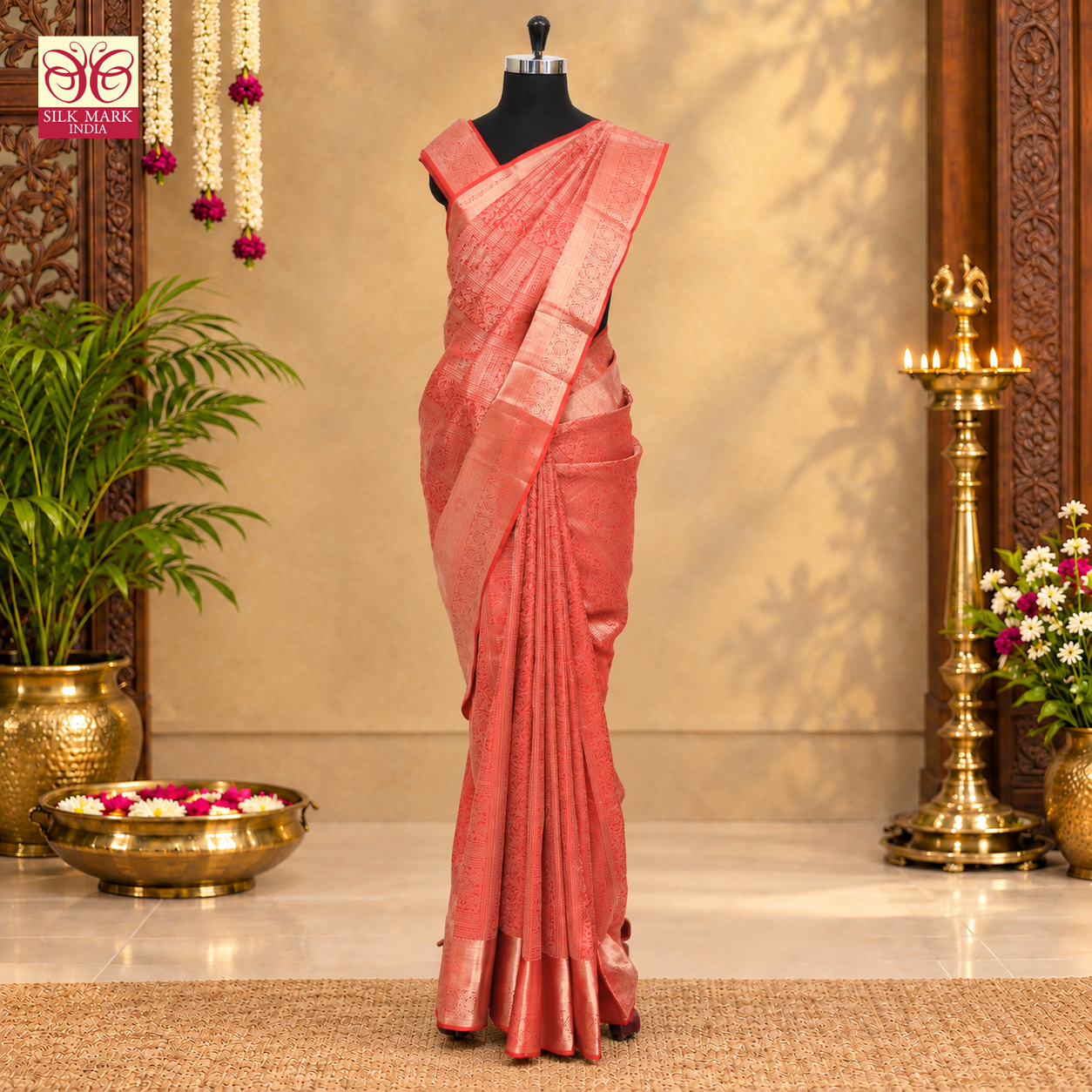 Red With Gold Zari border Subhalaya Wedding Silk Saree