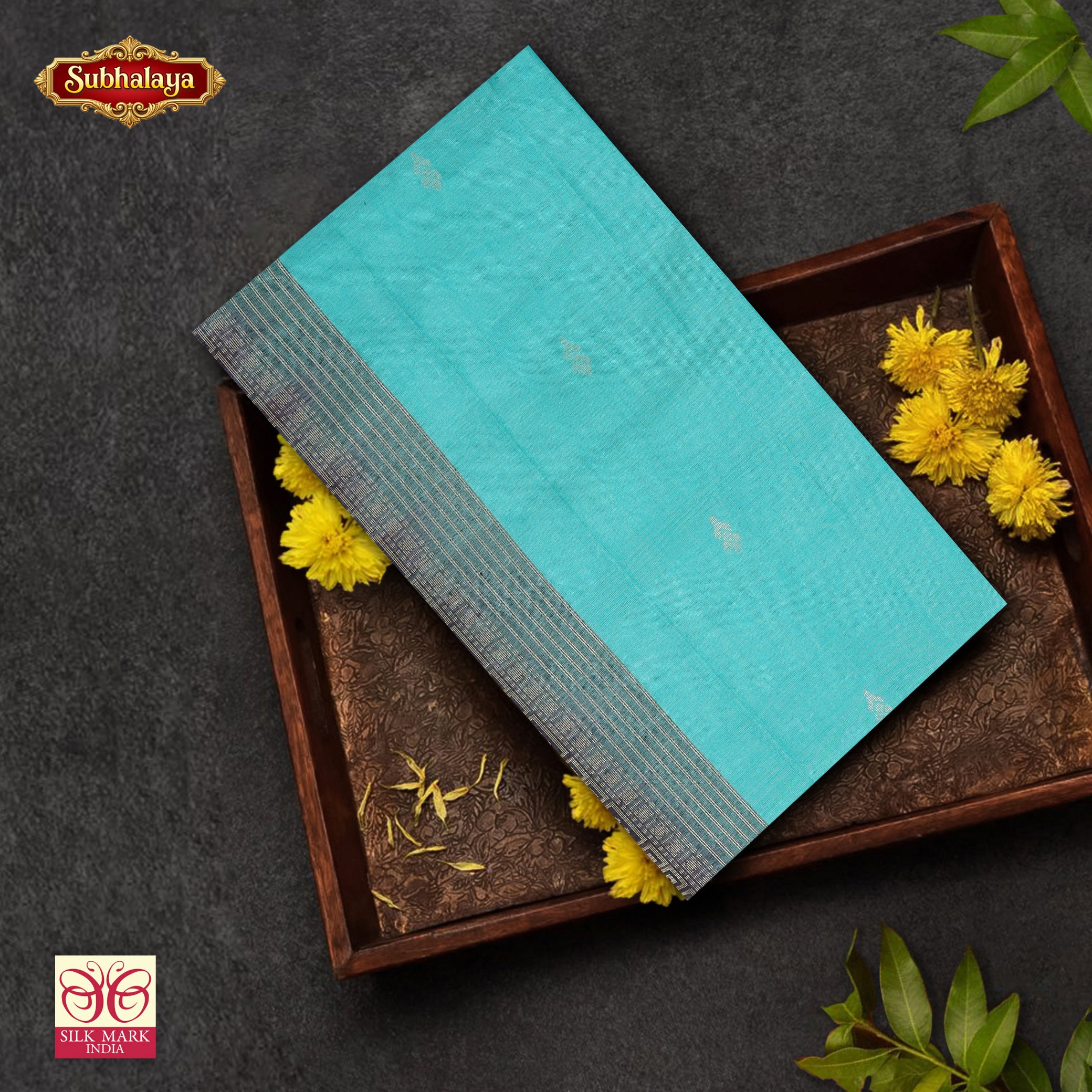 Turquoise Blue With Deep Purple Premium Pure Soft Silk Saree