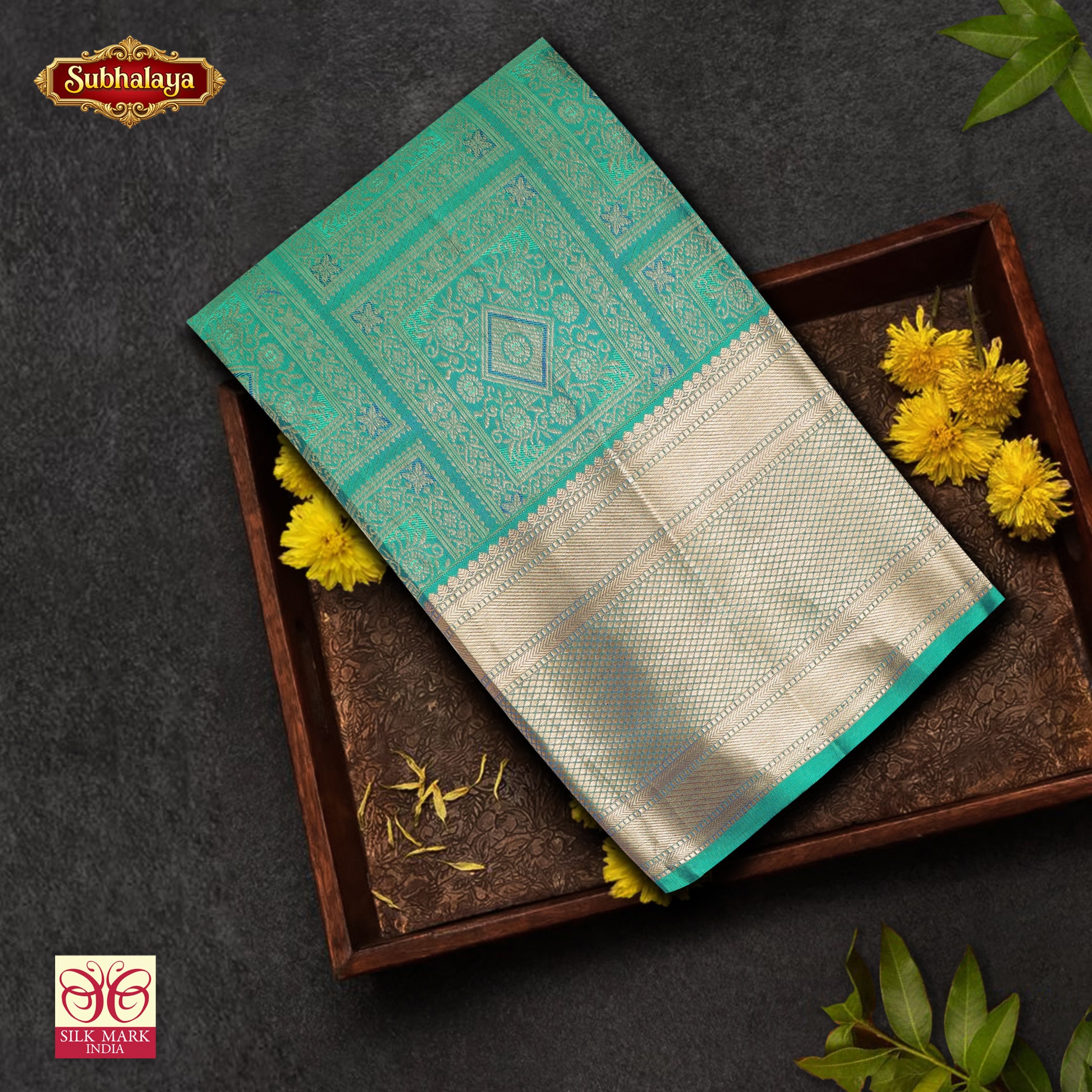 Sea Green With Gold Zari Wedding Subalaya Silk Saree