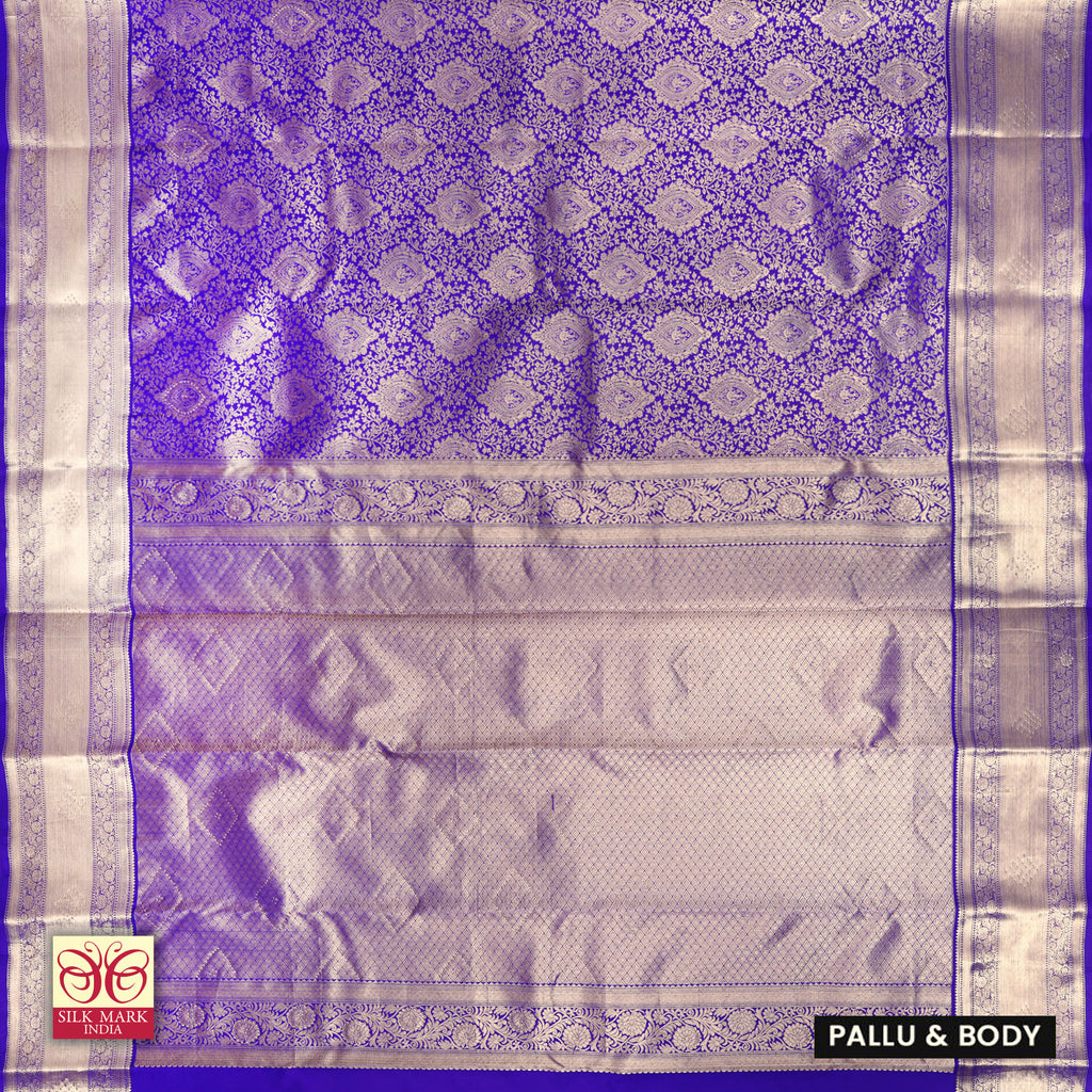 Royal Blue With  Gold Zeri Subalaya Wedding Silk Saree