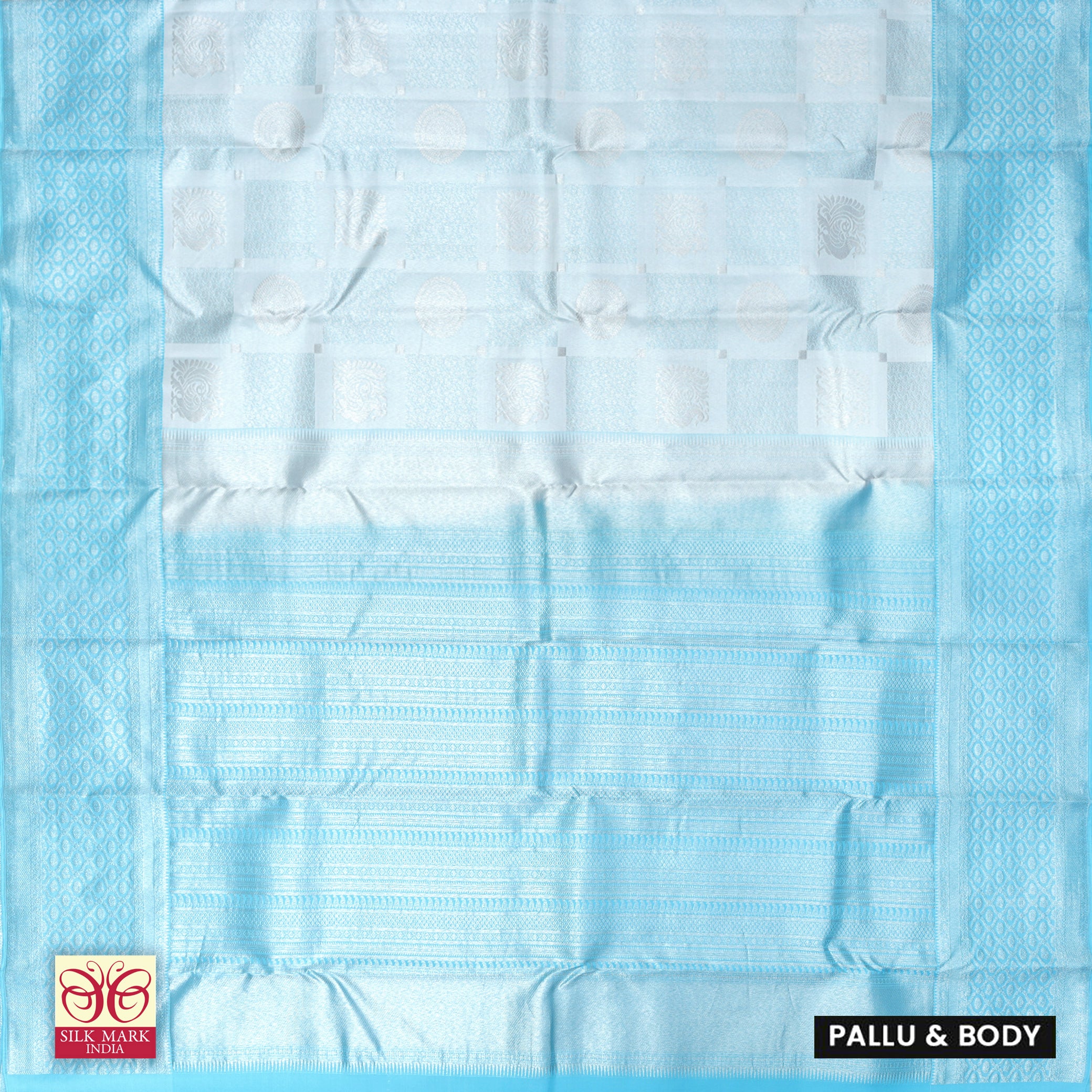 Ice BlueWith Sky Blue Silver Zari border Subhalaya Wedding Silk Saree