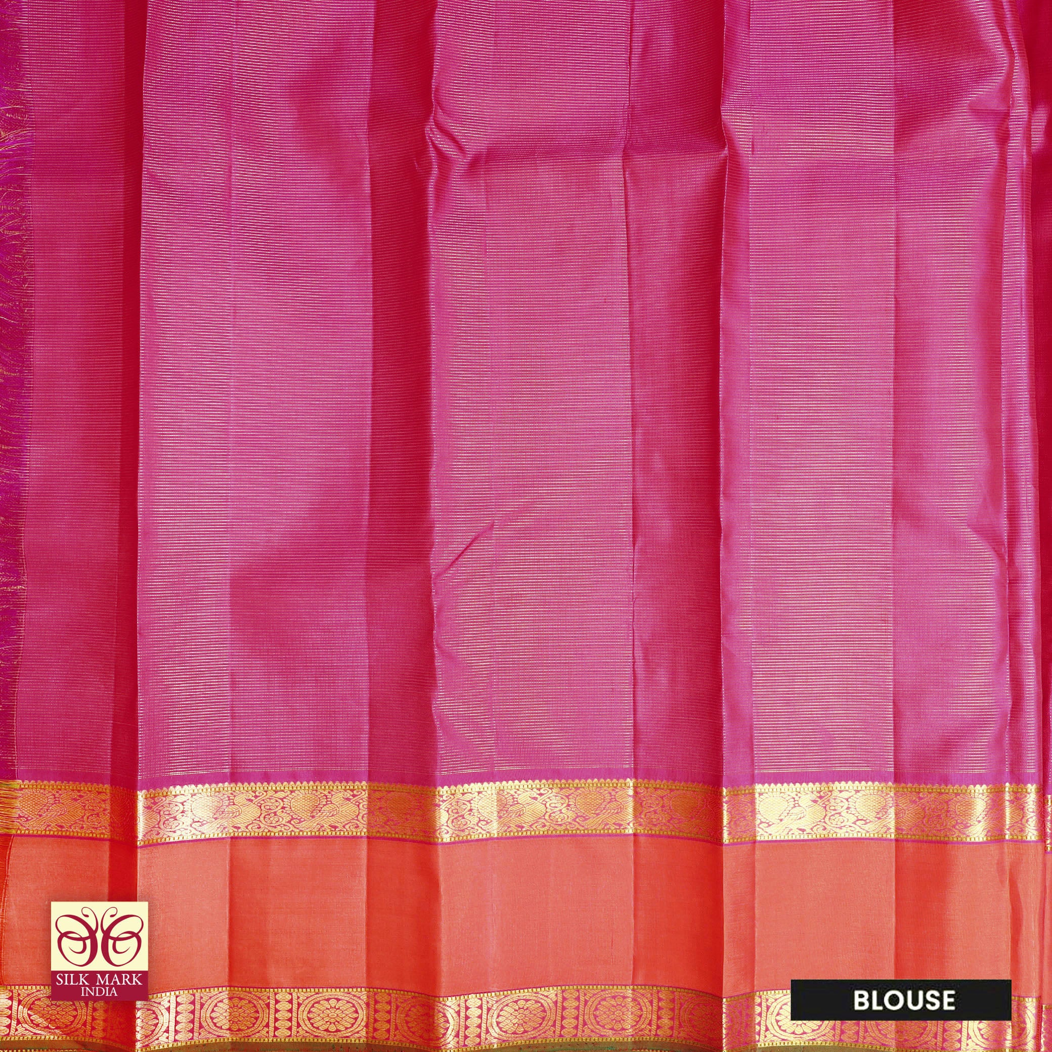 Dark Pink With Orange Gold Zeri  Arani Wedding silk Saree