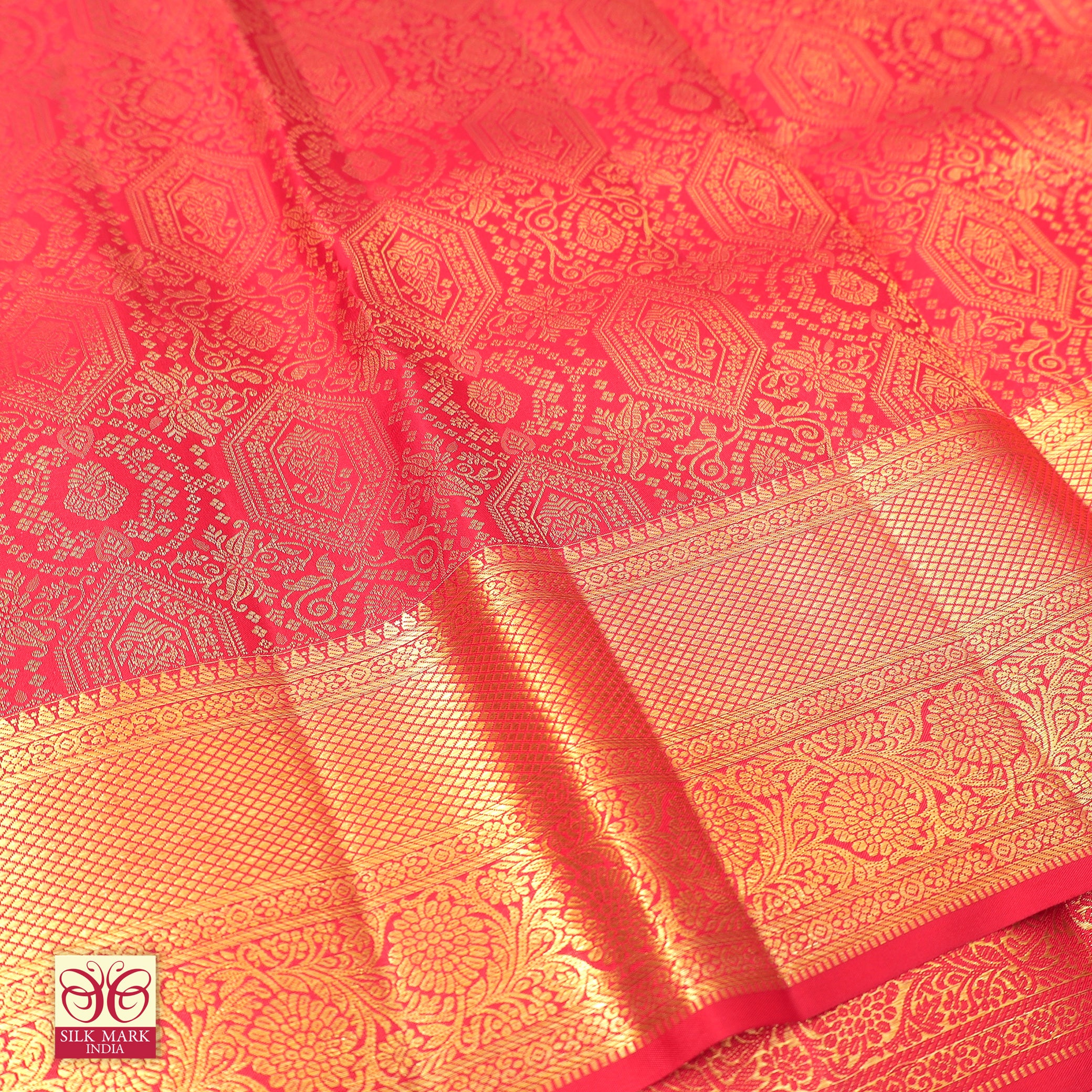 Red With Gold Zari border Subhalaya  Wedding Silk Saree