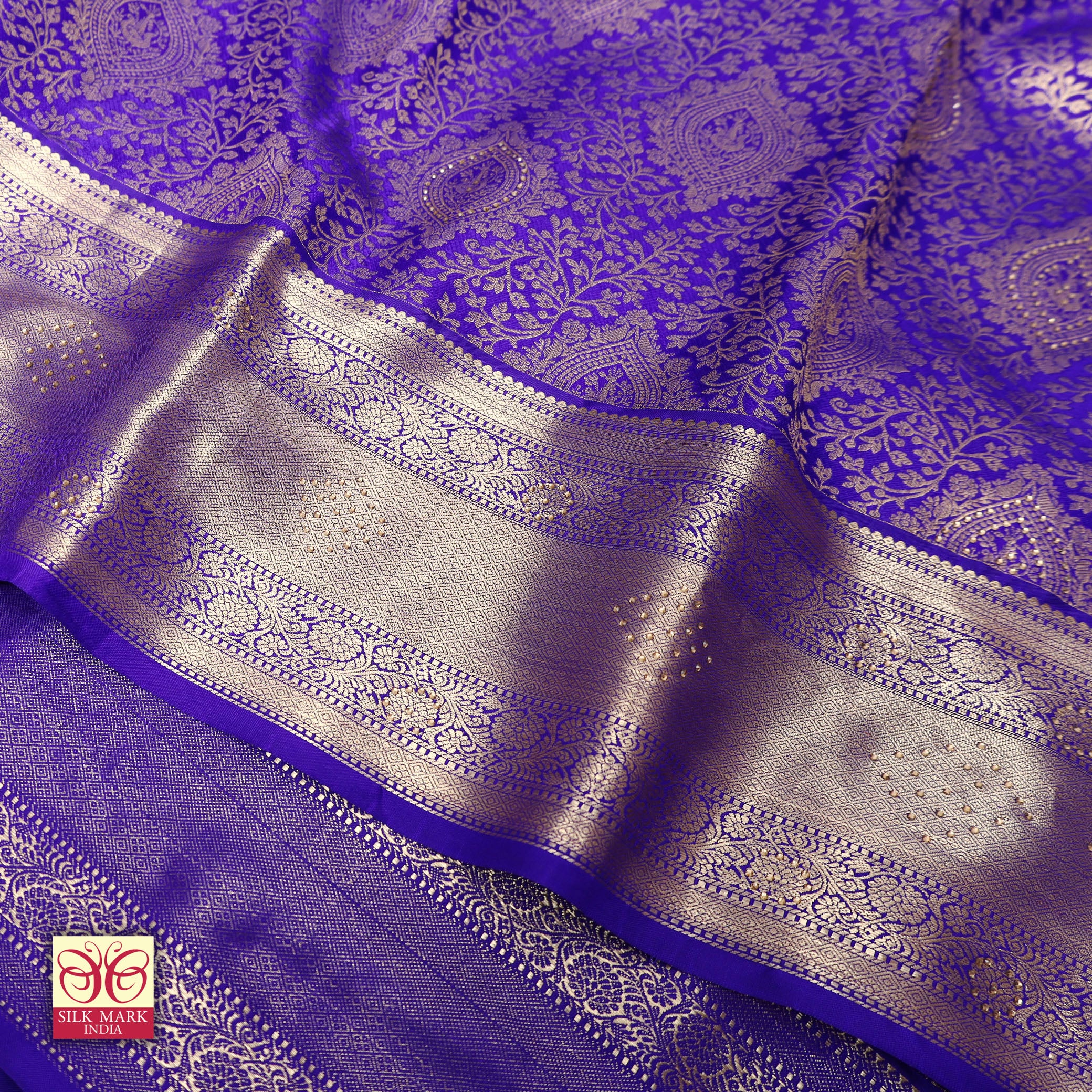 Royal Blue With  Gold Zeri Subalaya Wedding Silk Saree