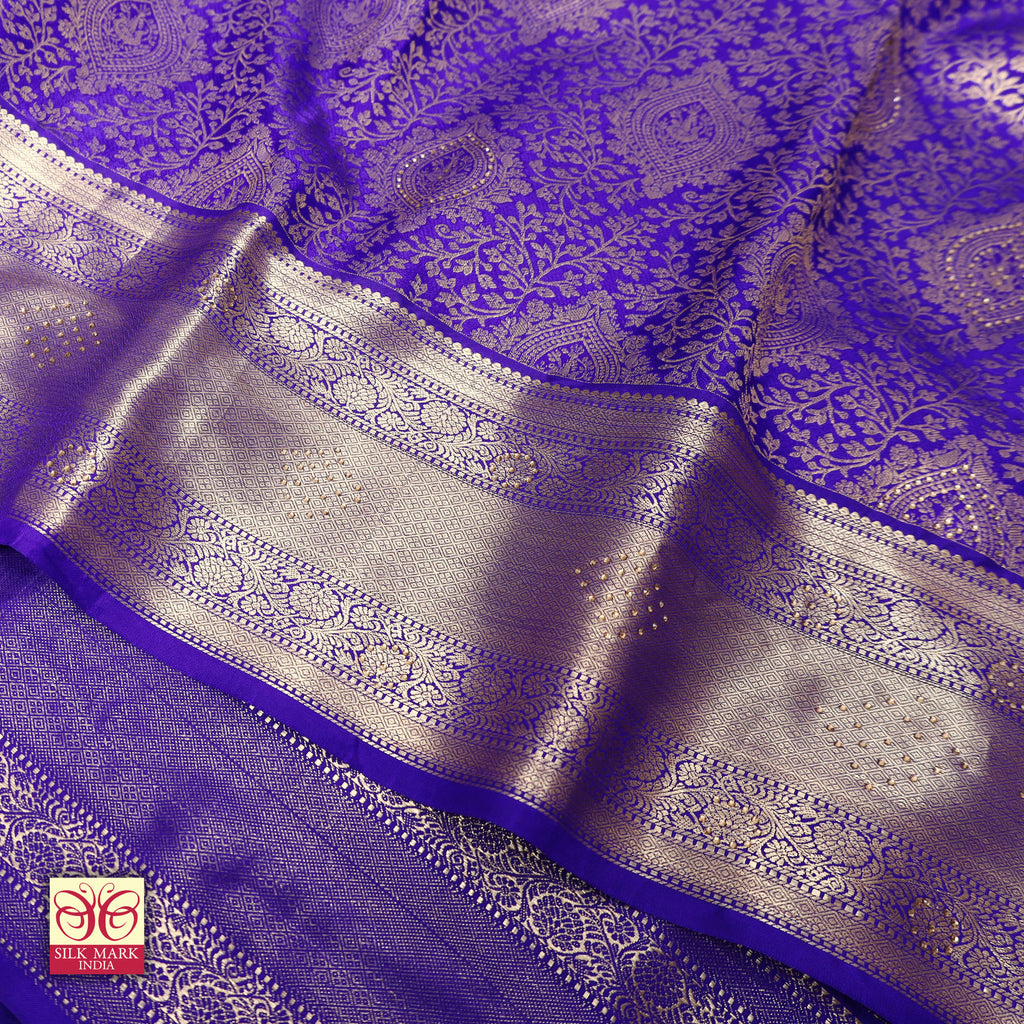 Royal Blue With  Gold Zeri Subalaya Wedding Silk Saree