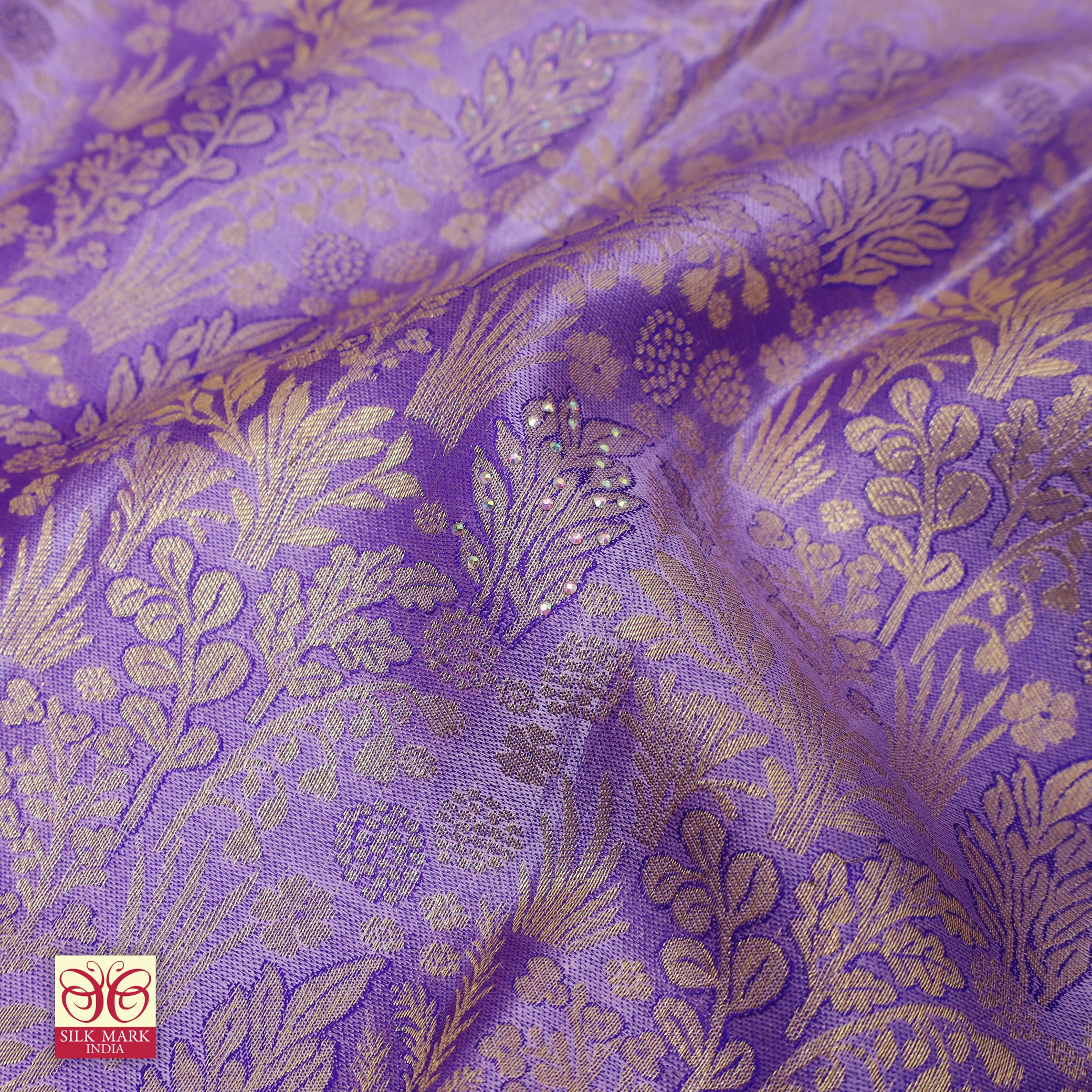Lavender With Royal Blue Gold Zari Border Subalaya Wedding Silk Saree