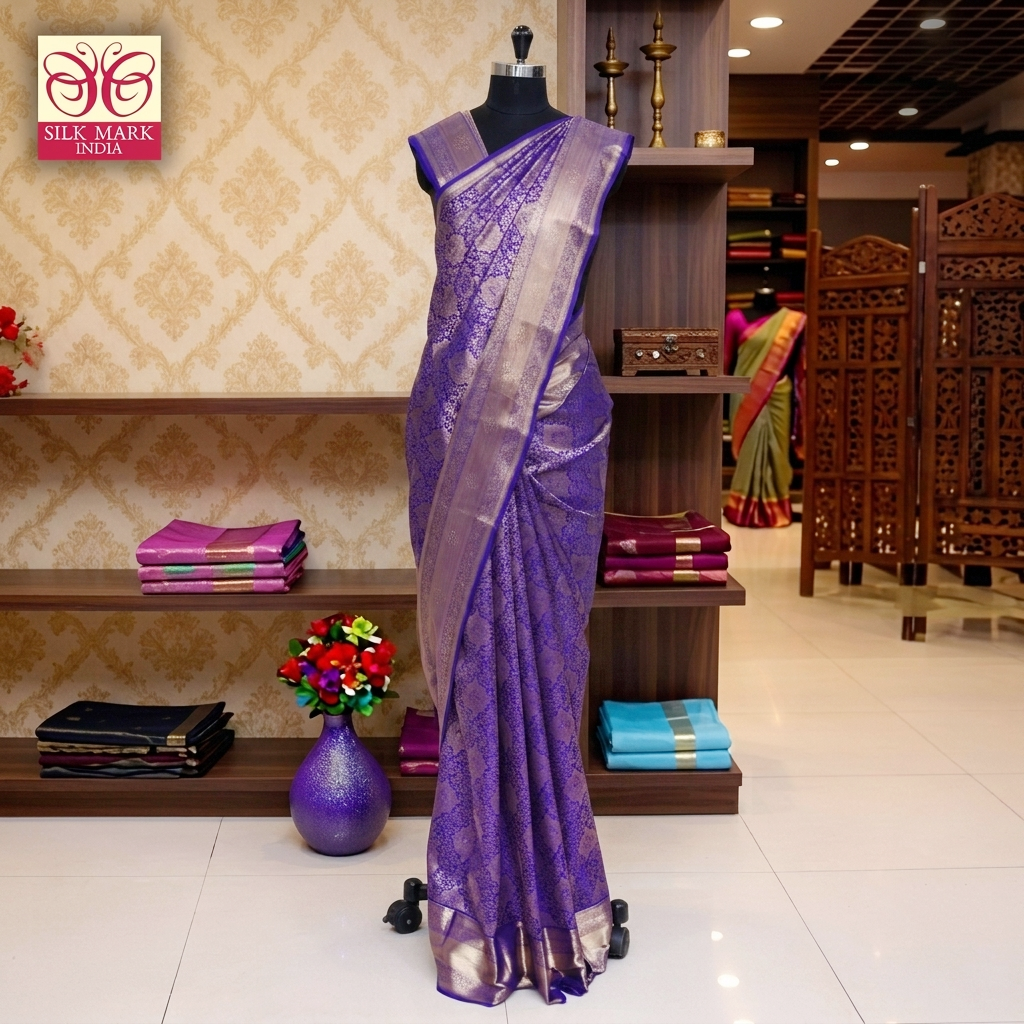 Royal Blue With  Gold Zeri Subalaya Wedding Silk Saree