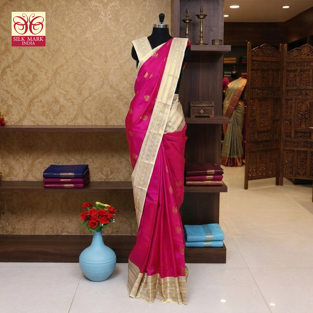 Rani Pink Silk Saree
