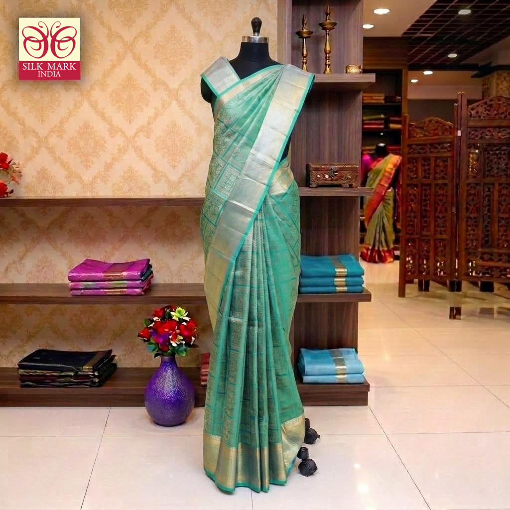 Sea Green With Gold Zari Wedding Subalaya Silk Saree