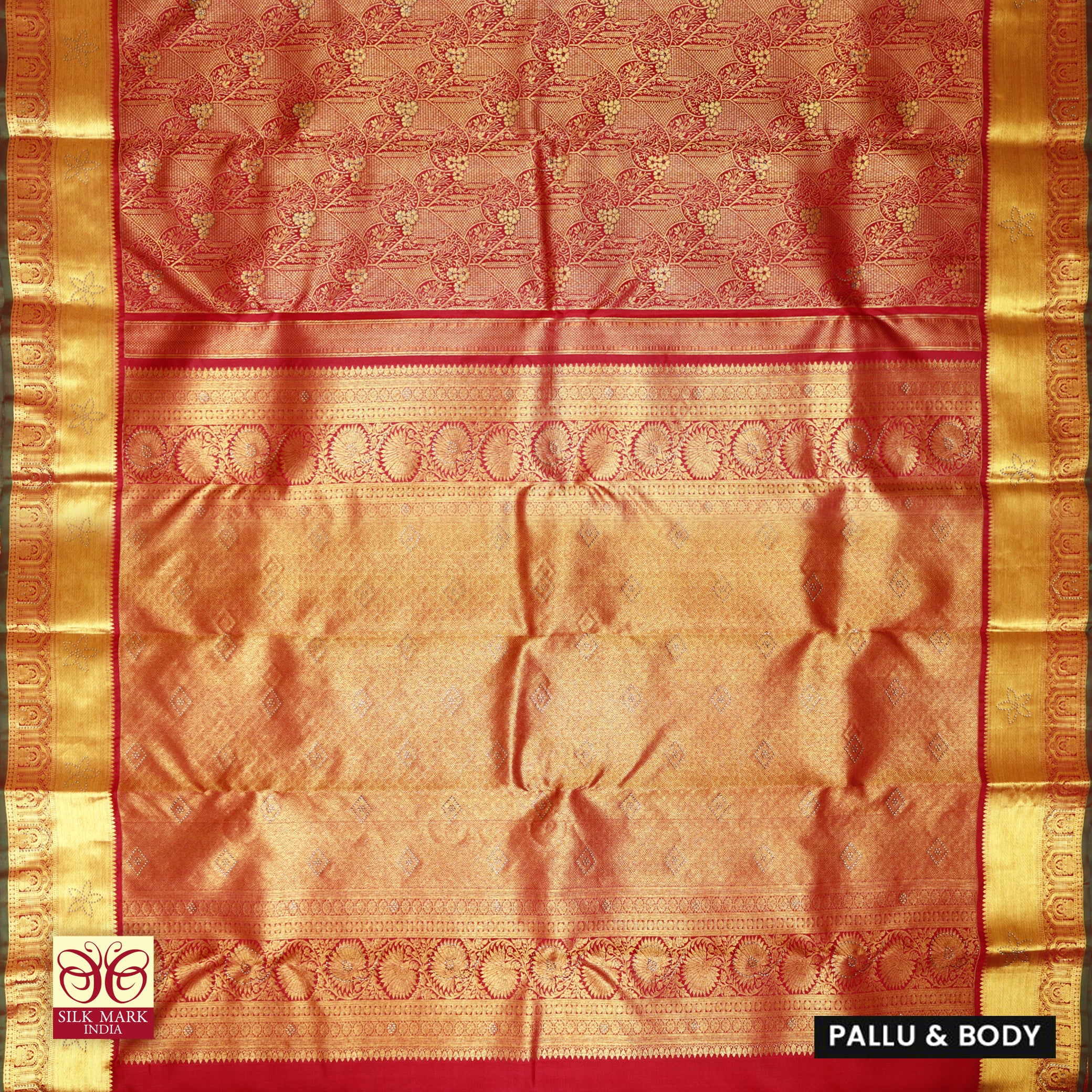 Red With Gold Colour Gold  Zeri Subalaya Wedding Silk Saree