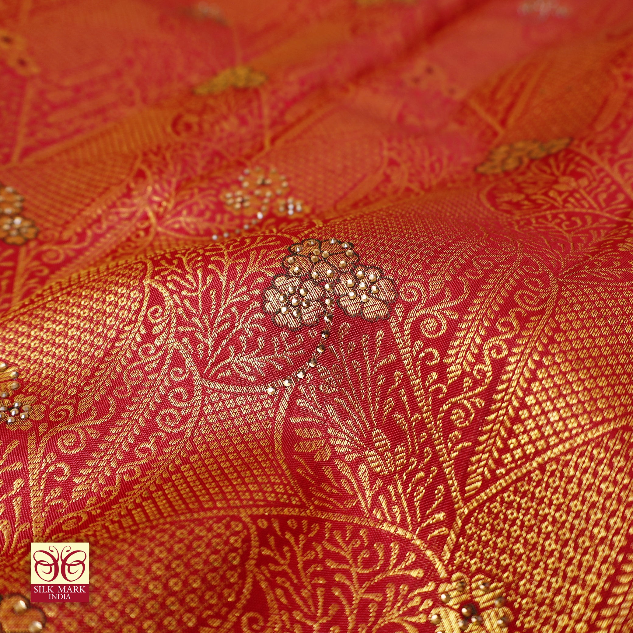 Red With Gold Colour Gold  Zeri Subalaya Wedding Silk Saree