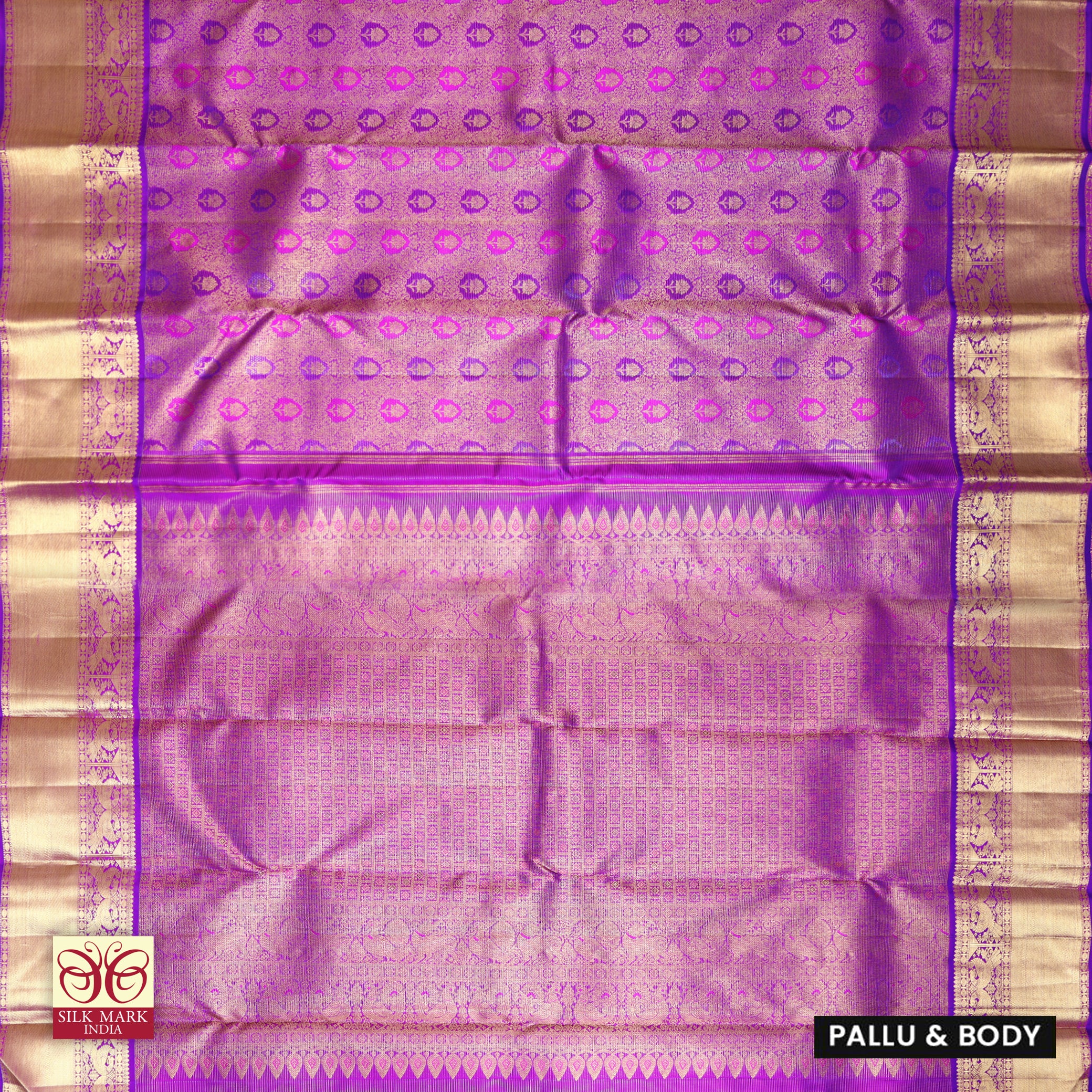 Lavender With Gold Colour Gold  Zeri Subalaya Wedding Silk Saree