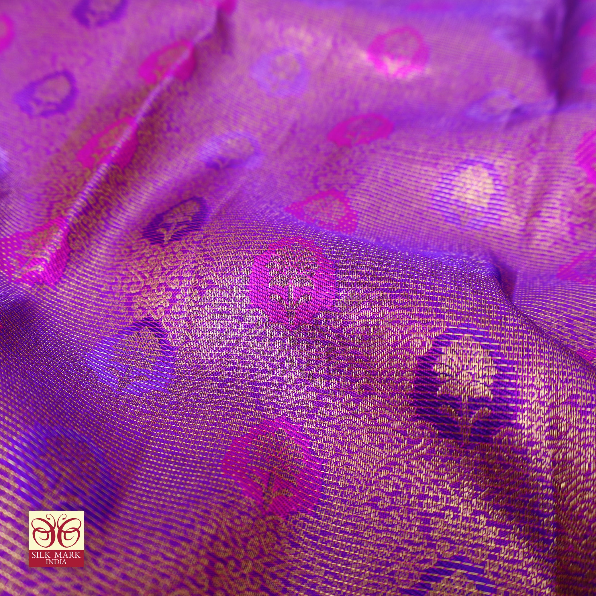 Lavender With Gold Colour Gold  Zeri Subalaya Wedding Silk Saree