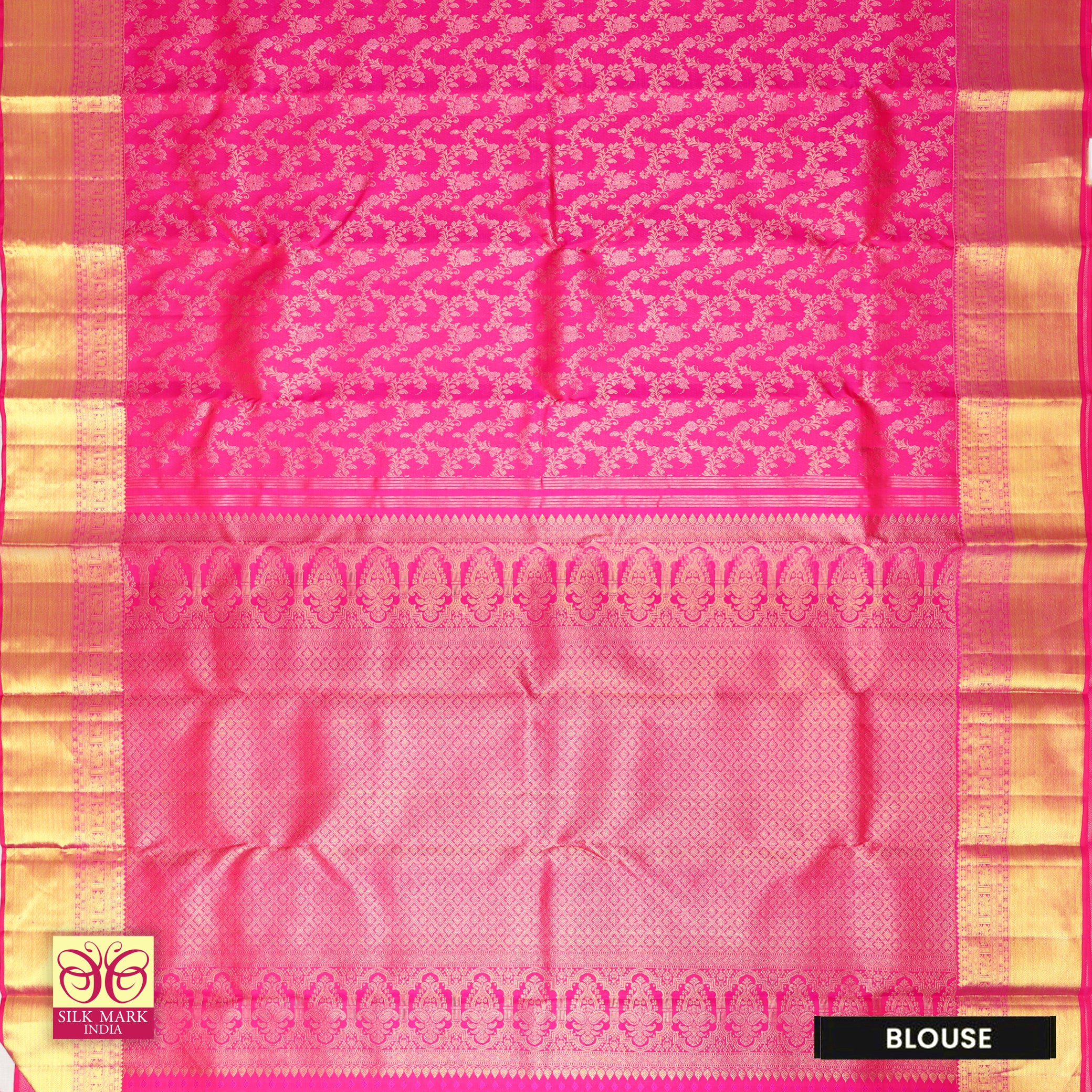 Rani Pink With Gold Colour Gold  Zeri Subalaya Wedding Silk Saree