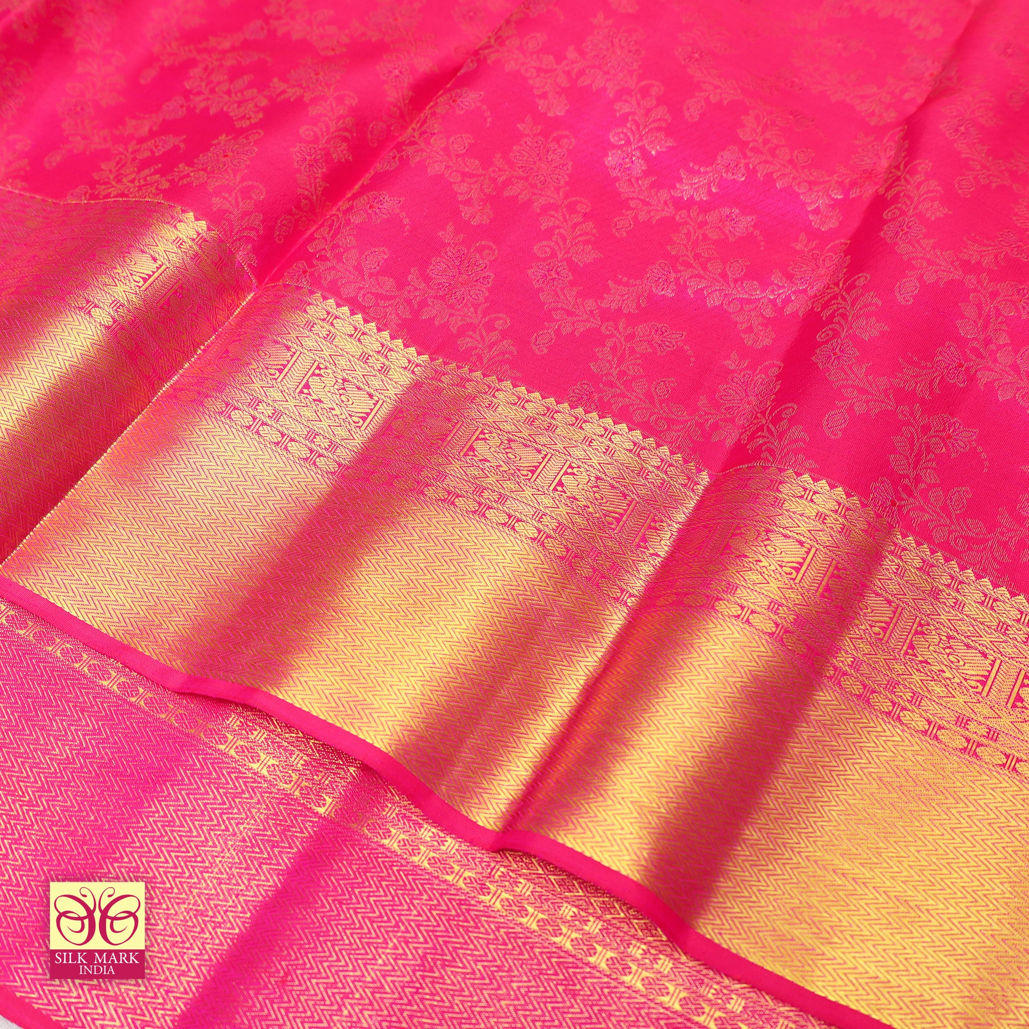 Rani Pink With Gold Colour Gold  Zeri Subalaya Wedding Silk Saree