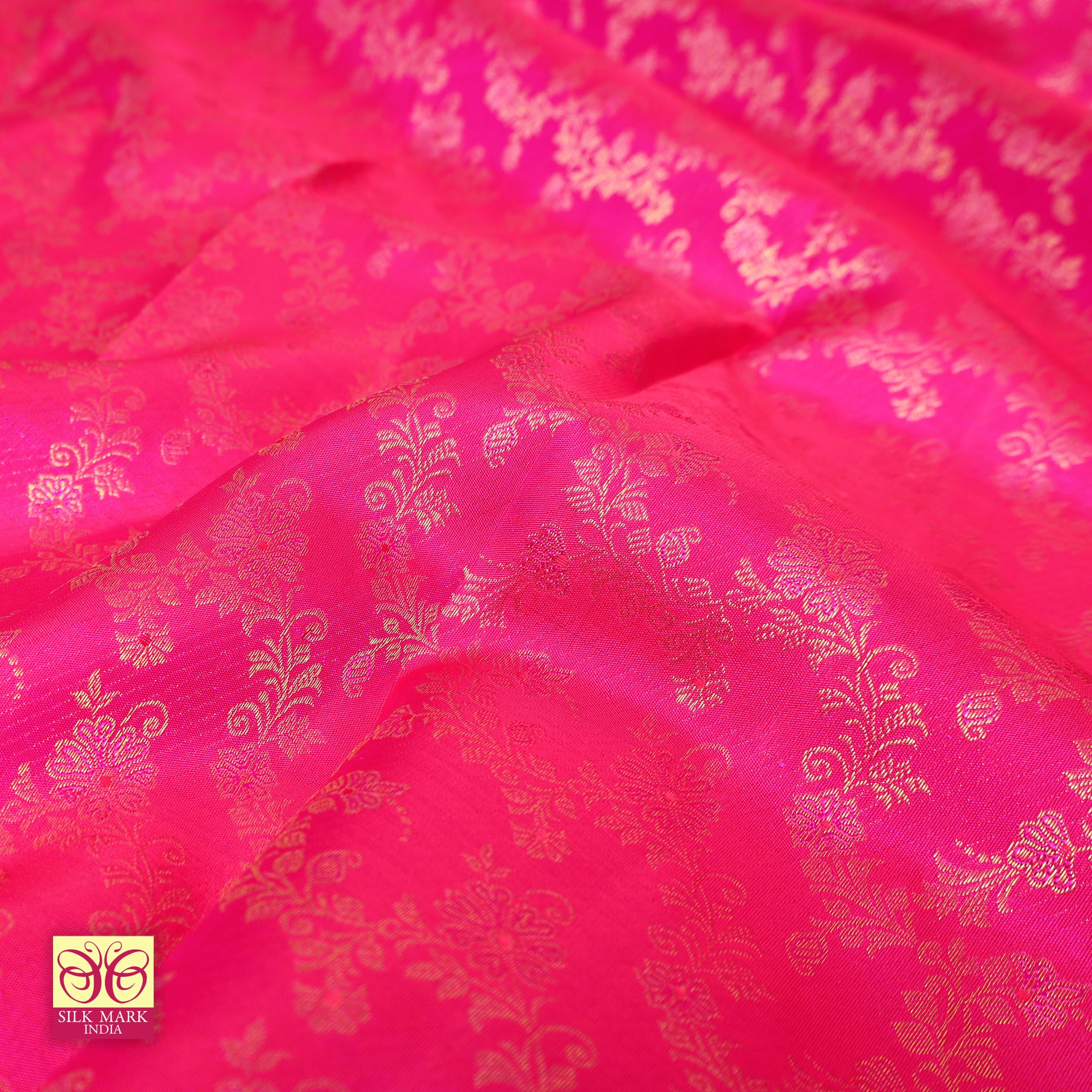 Rani Pink With Gold Colour Gold  Zeri Subalaya Wedding Silk Saree