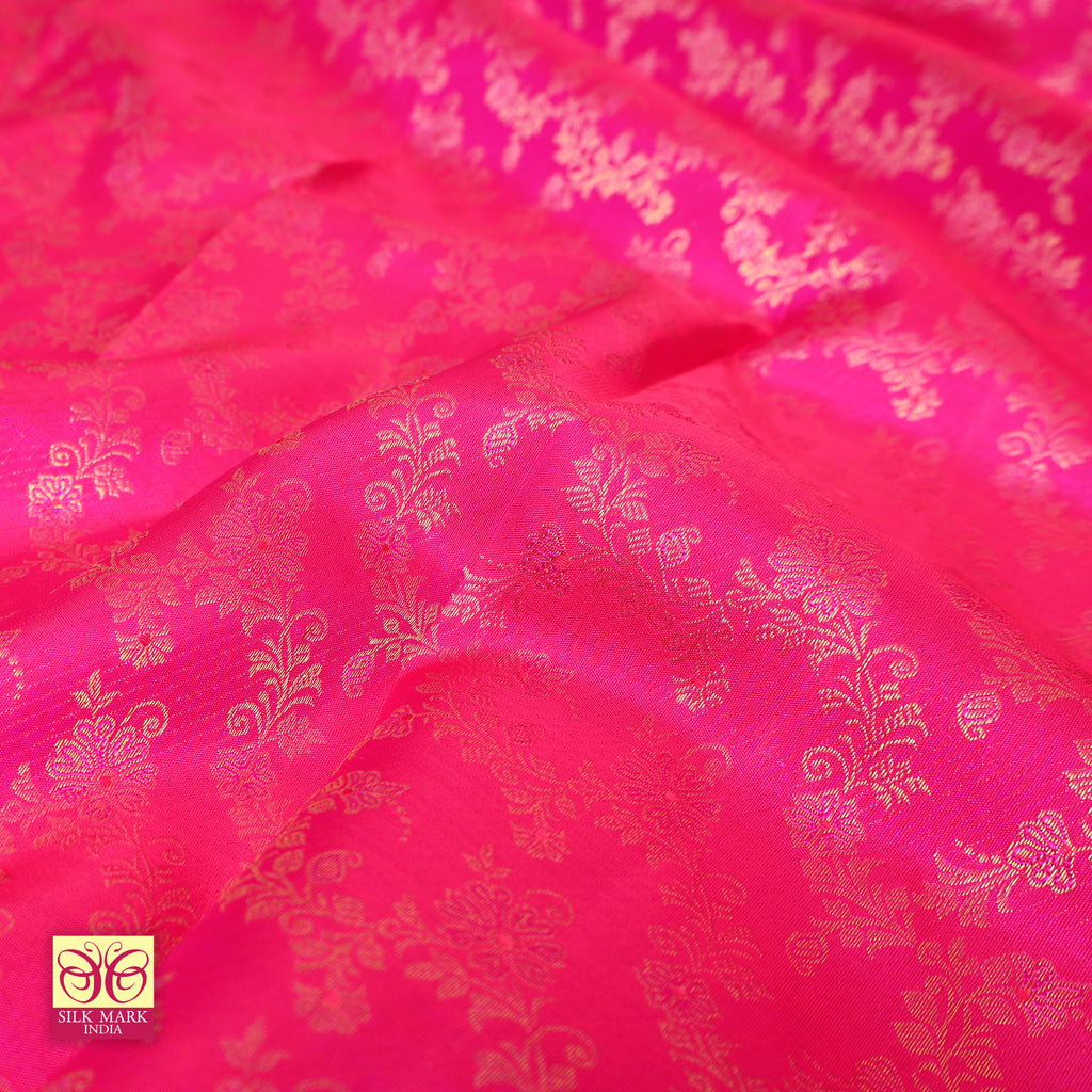 Rani Pink With Gold Colour Gold  Zeri Subalaya Wedding Silk Saree