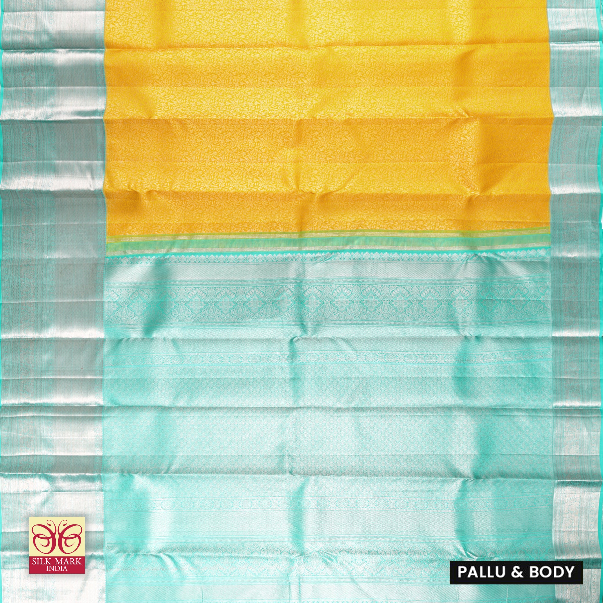 Yellow With Sea Green Gold  Zeri Subalaya Wedding Silk Saree