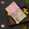 Pastel Pink With Green Gold  Zeri Subalaya Wedding Silk Saree