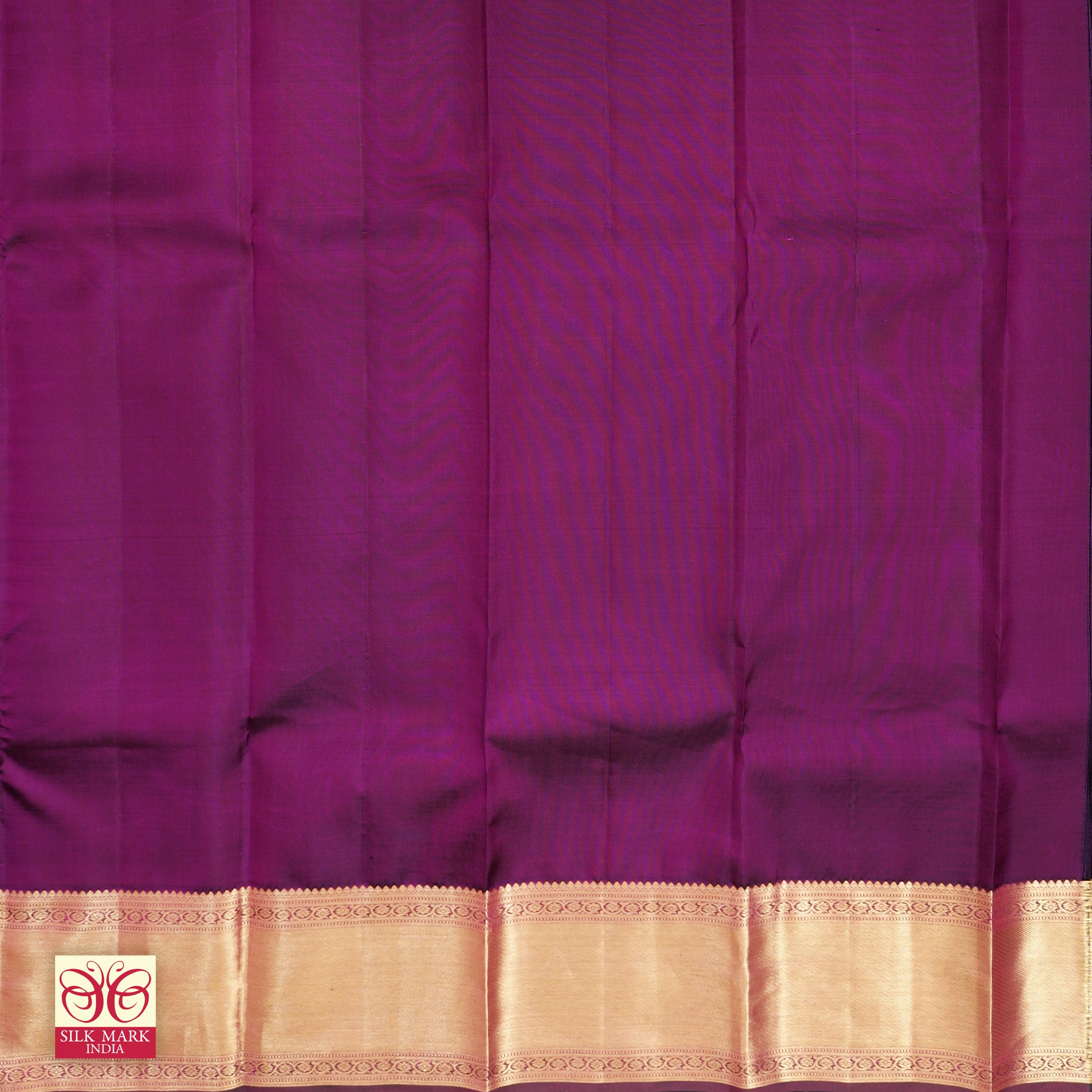 Deep Purple With Meganta Gold Zari border Subhalaya Wedding Silk Saree
