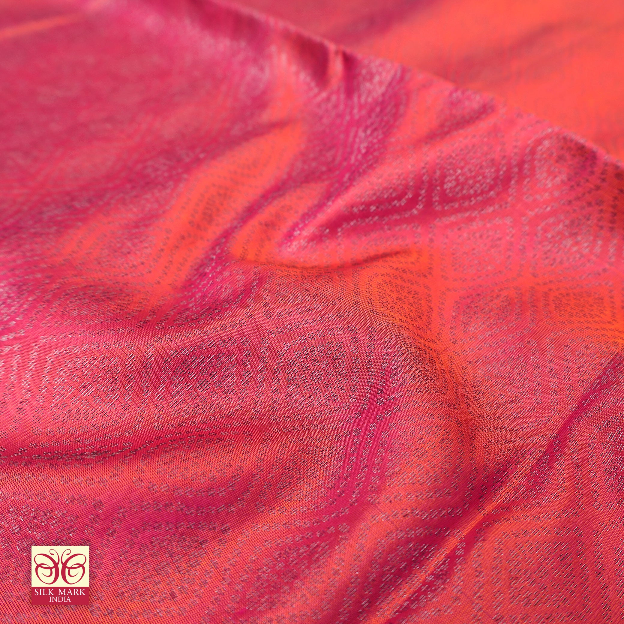 Peach Pink With Dual- Tone Violet Premium Pure Soft Silk Saree
